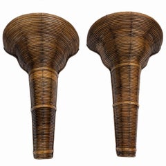 Paar Vintage Bamboo Wandleuchter