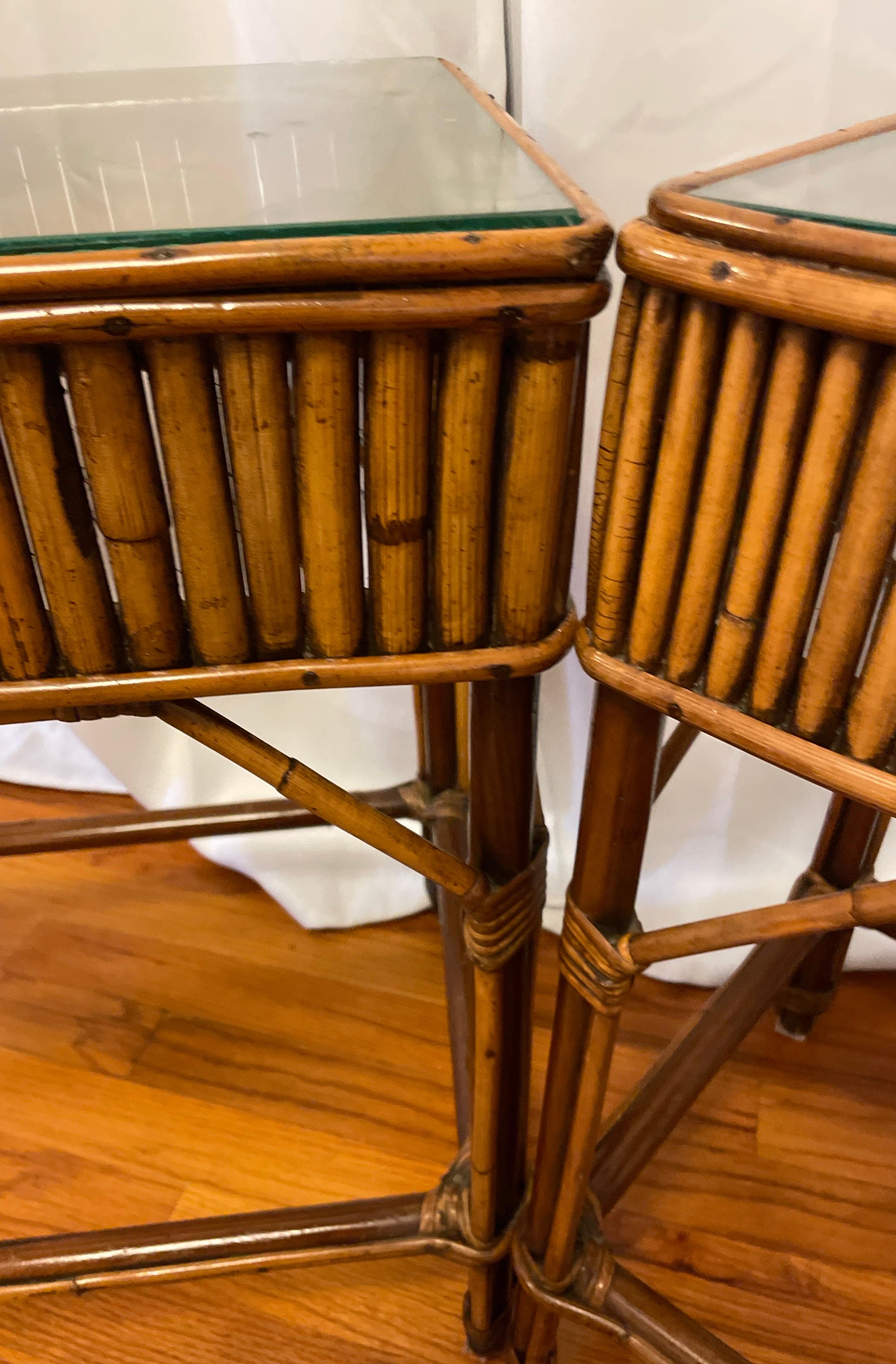 Paar Beistelltische aus Vintage-Bambus im Zustand „Gut“ im Angebot in West Palm Beach, FL