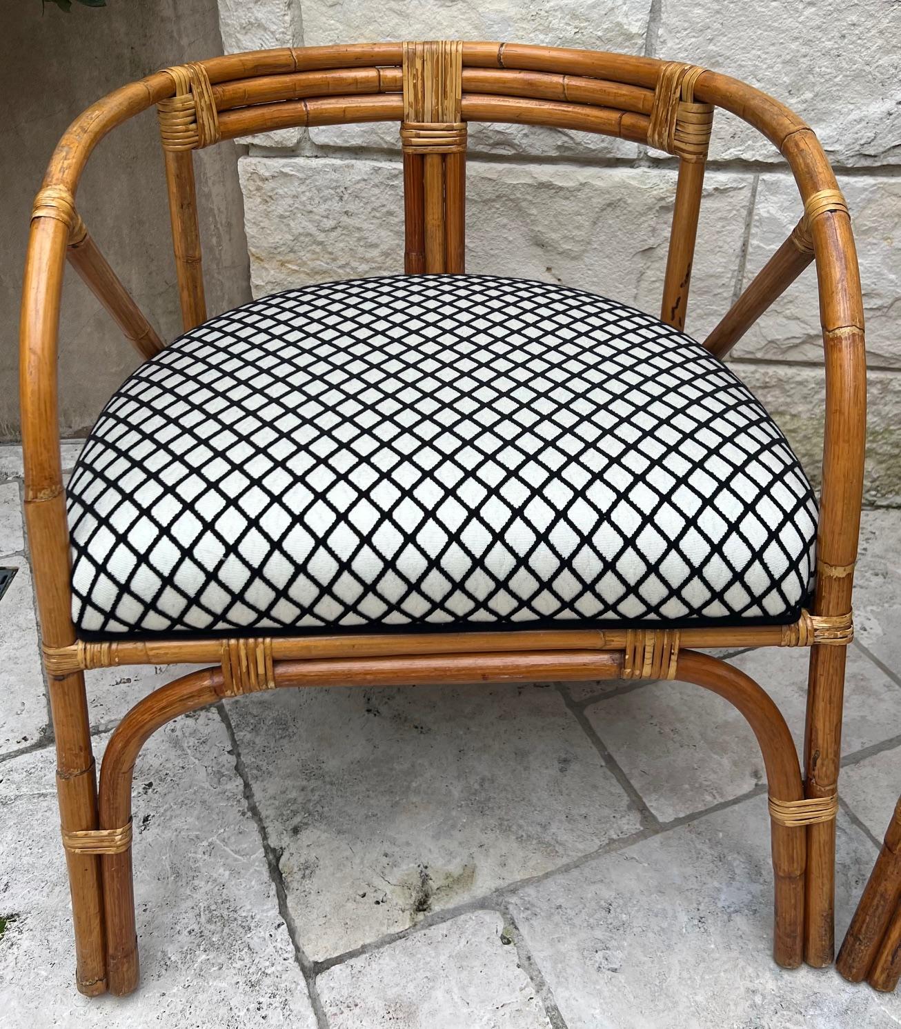 Pair of Vintage Bamboo Tub Back Armchairs 4