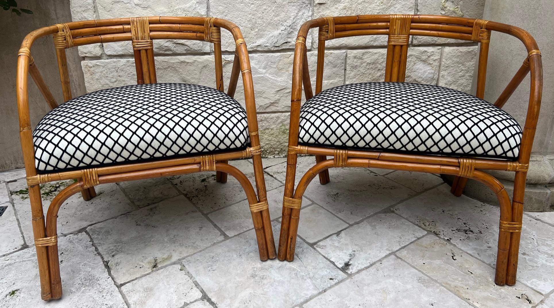 Pair of Vintage Bamboo Tub Back Armchairs 6