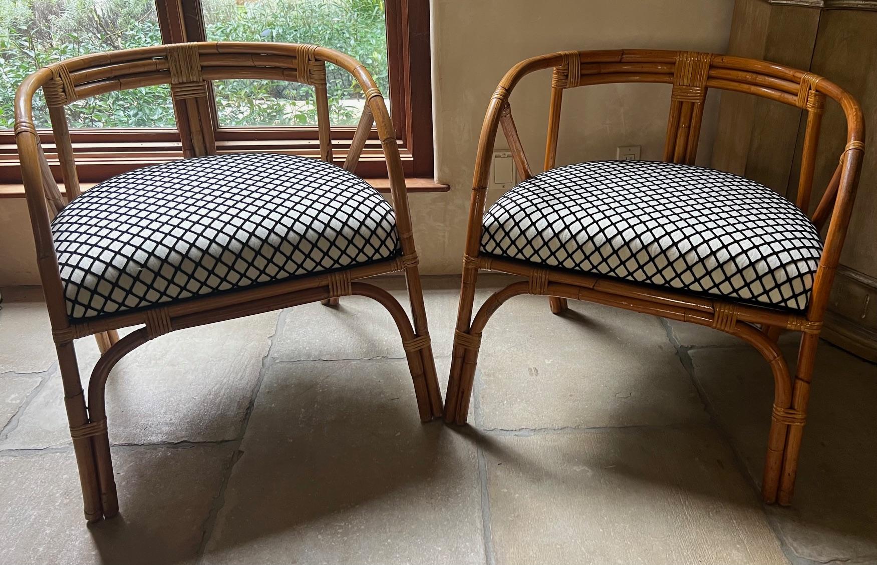 Pair of Vintage Bamboo Tub Back Armchairs 7