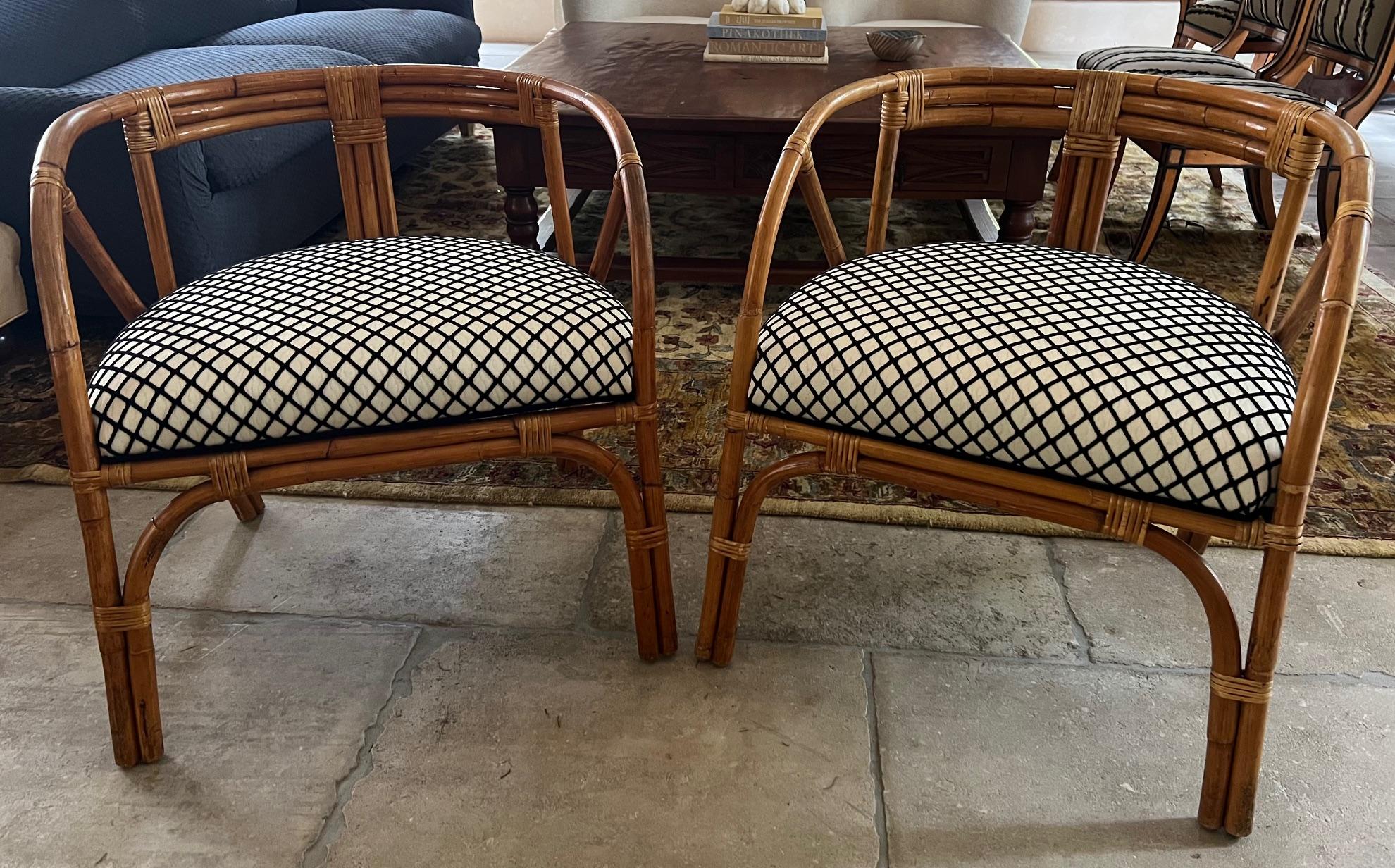 Pair of Vintage Bamboo Tub Back Armchairs 8