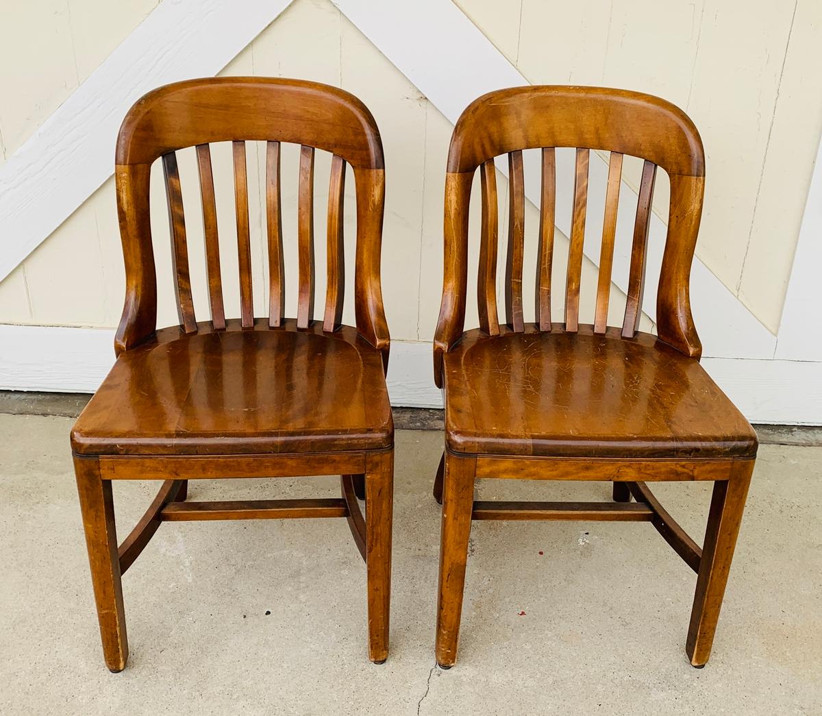 Pair of Vintage Bankers Chairs by Sikes of Buffalo N.Y. 1