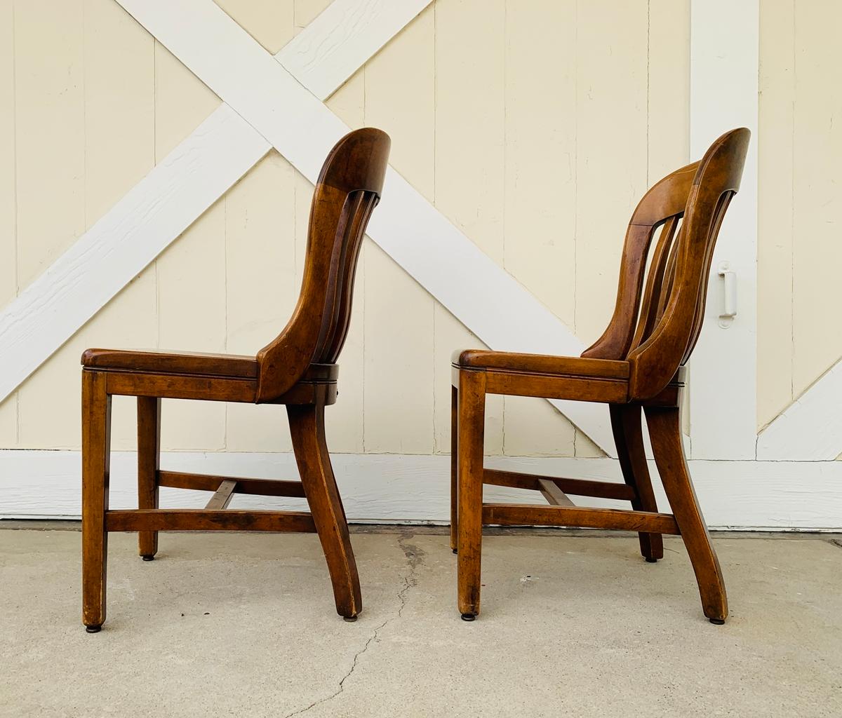 Art Deco Pair of Vintage Bankers Chairs by Sikes of Buffalo N.Y.