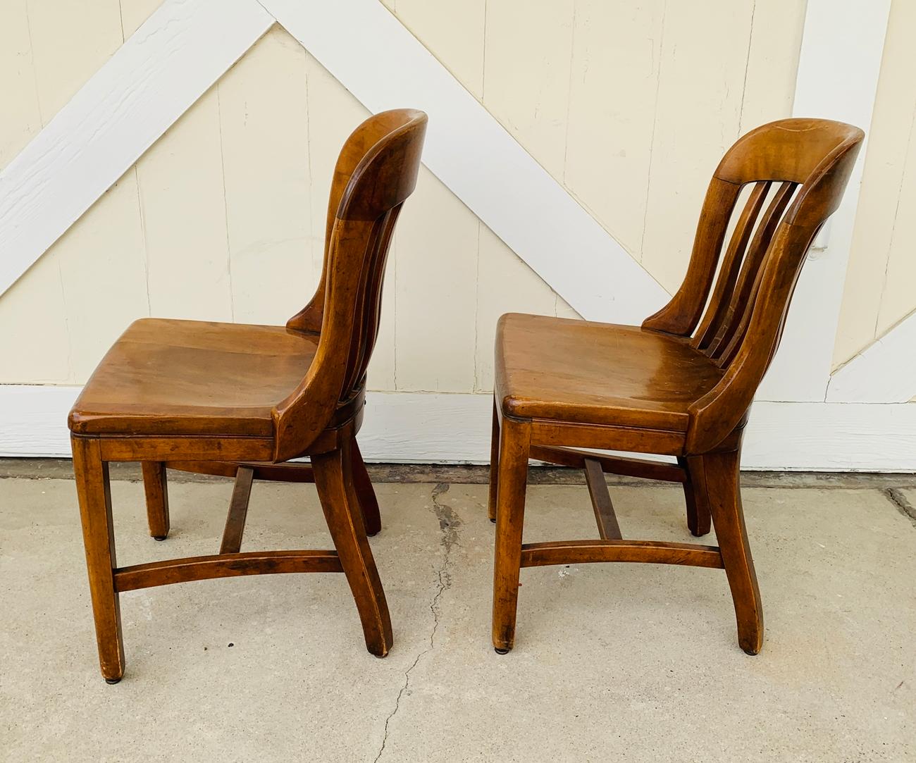 American Pair of Vintage Bankers Chairs by Sikes of Buffalo N.Y.