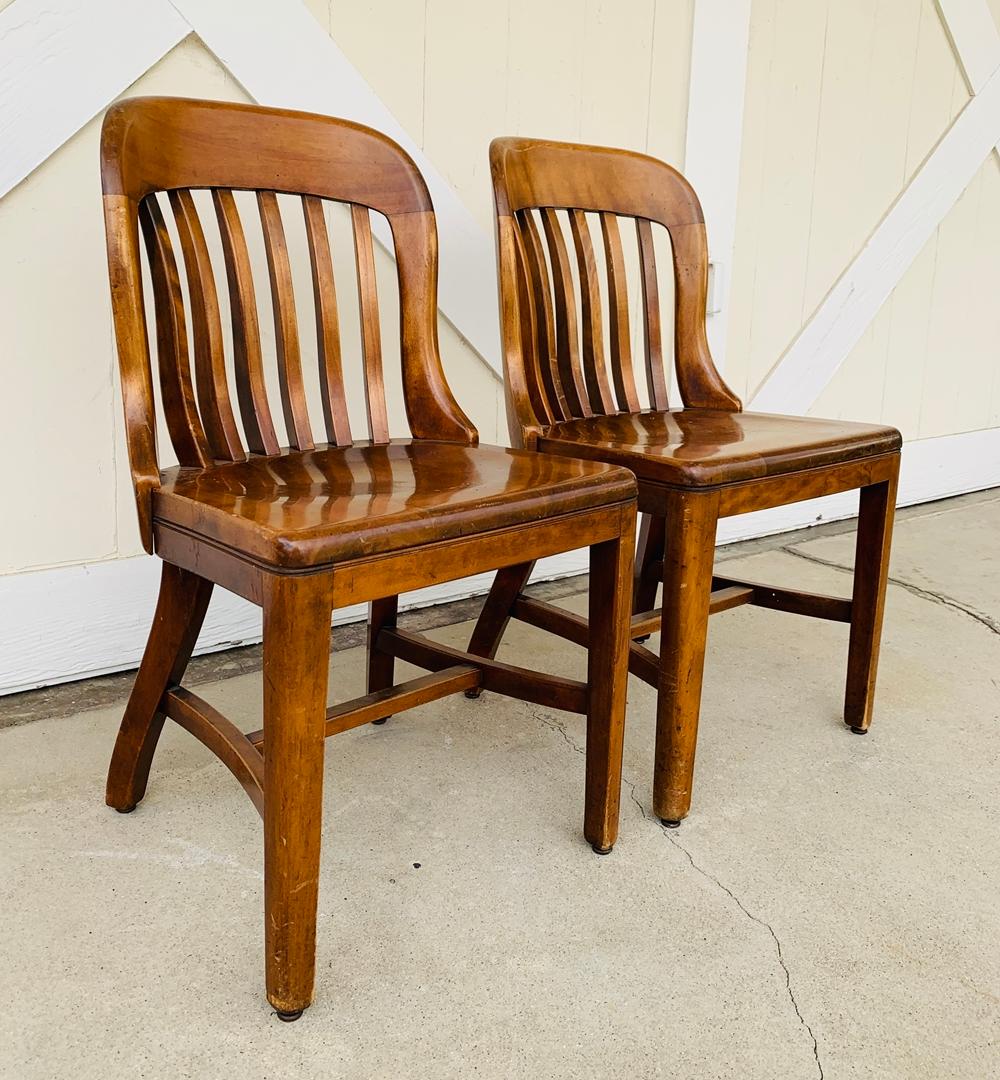 Mid-20th Century Pair of Vintage Bankers Chairs by Sikes of Buffalo N.Y.