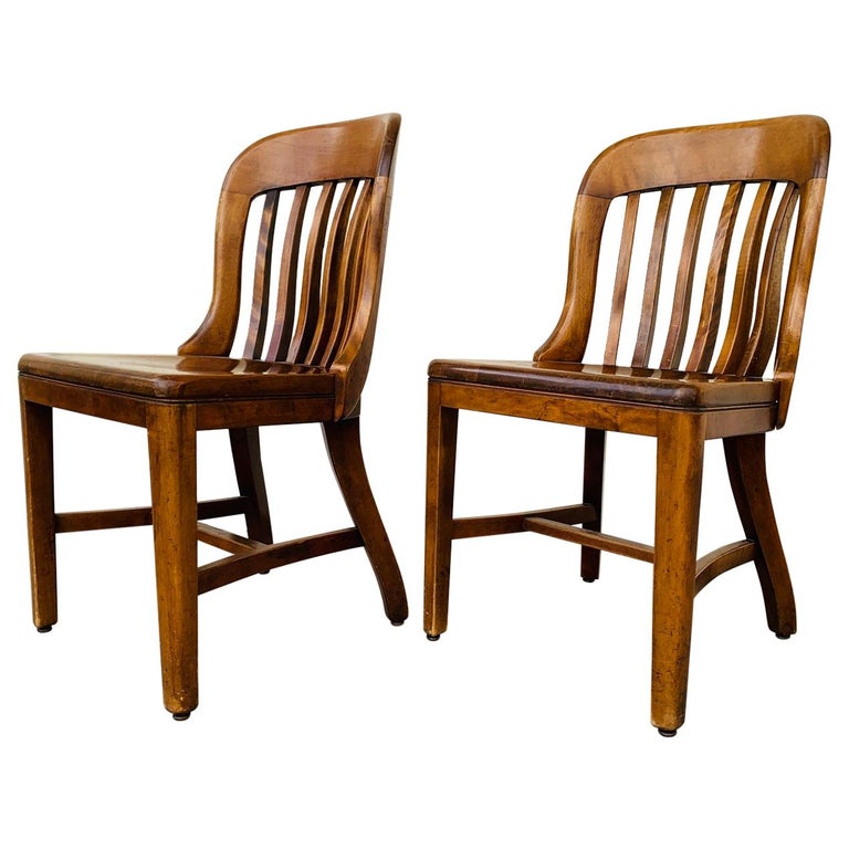 Pair of Vintage Bankers Chairs by Sikes of Buffalo N.Y. at 1stDibs