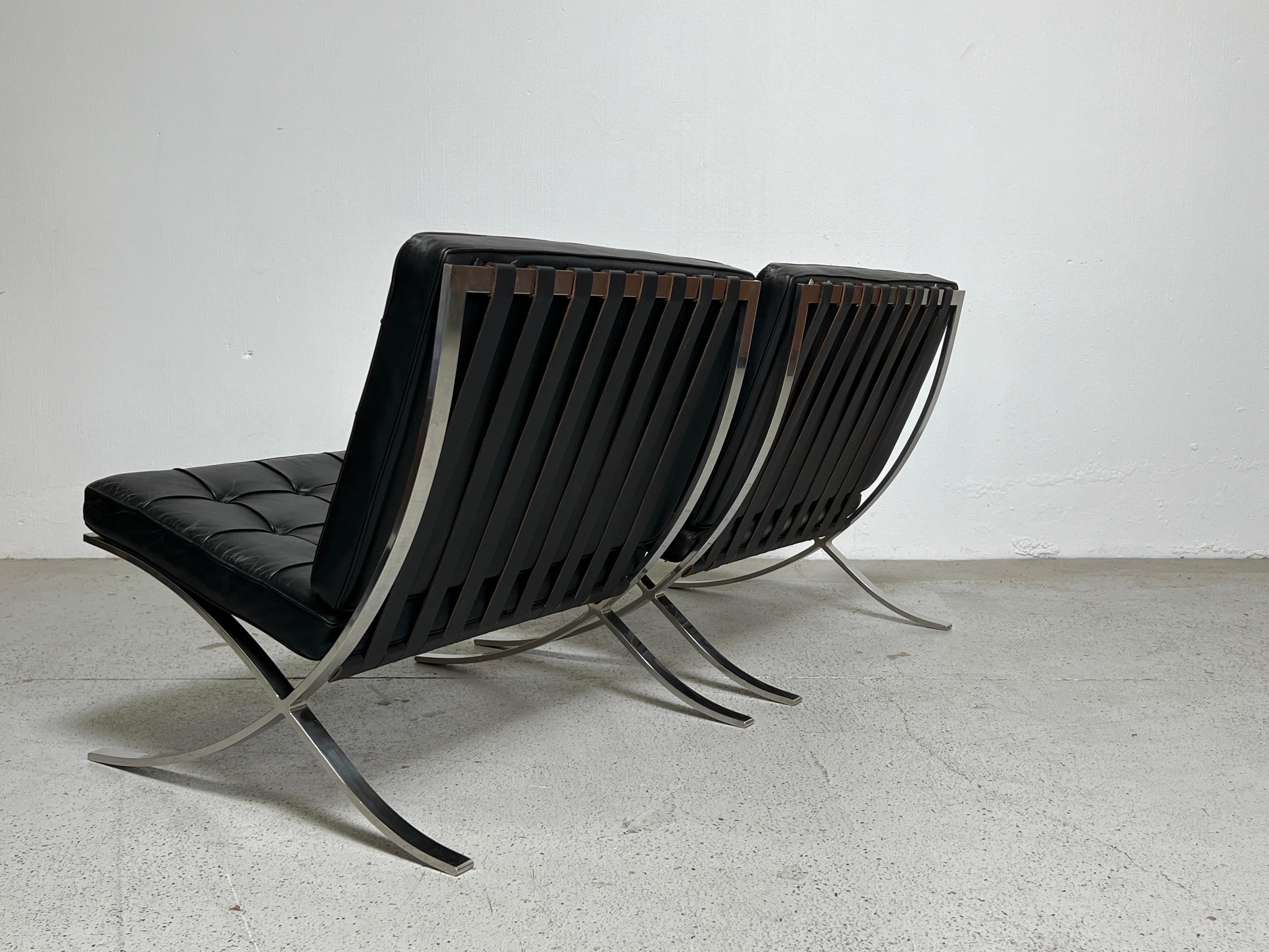 Pair of Vintage Barcelona Chairs by Mies van der Rohe For Sale 5