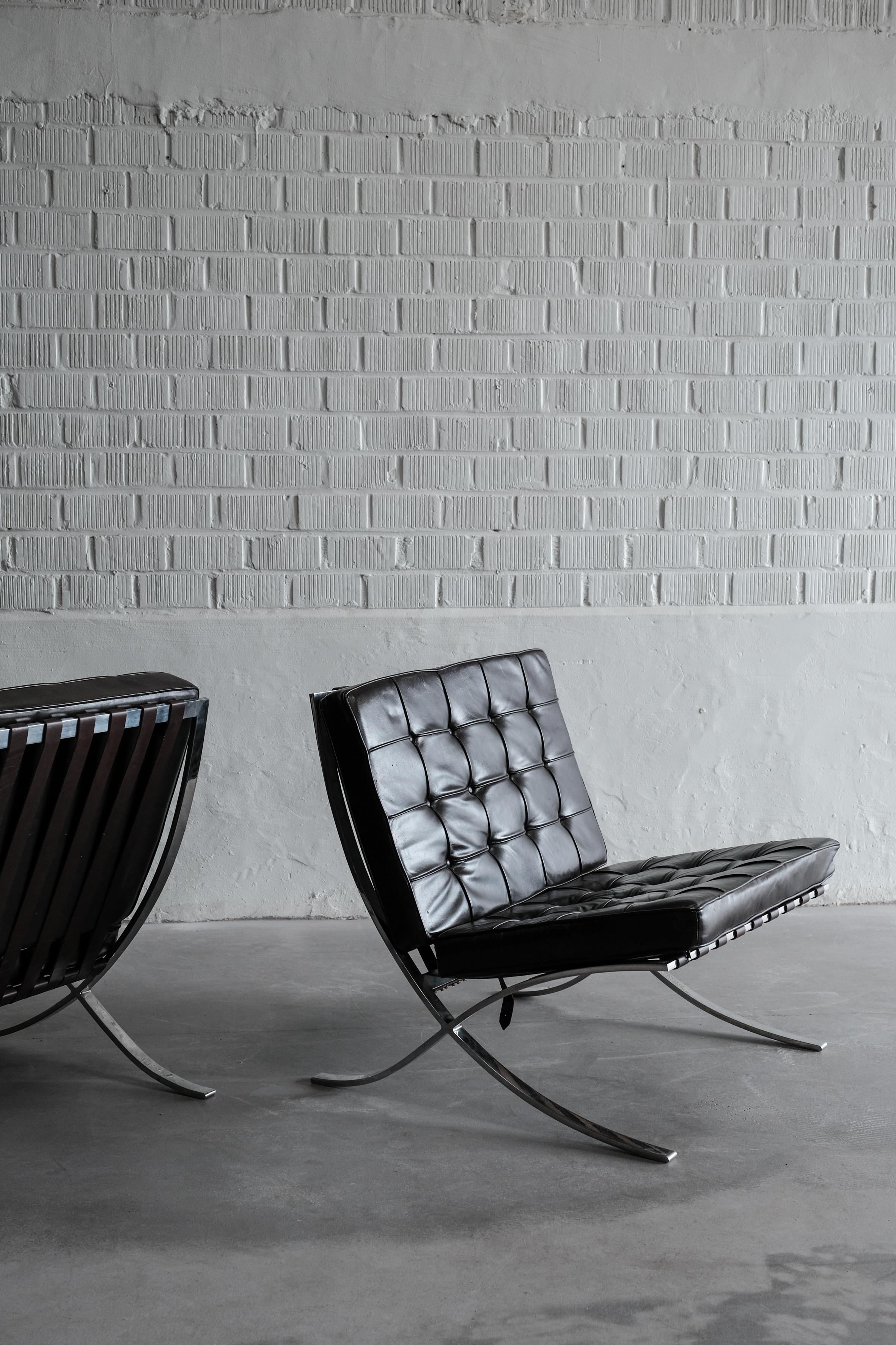 Pair of Vintage Barcelona Chairs by Mies van der Rohe 5