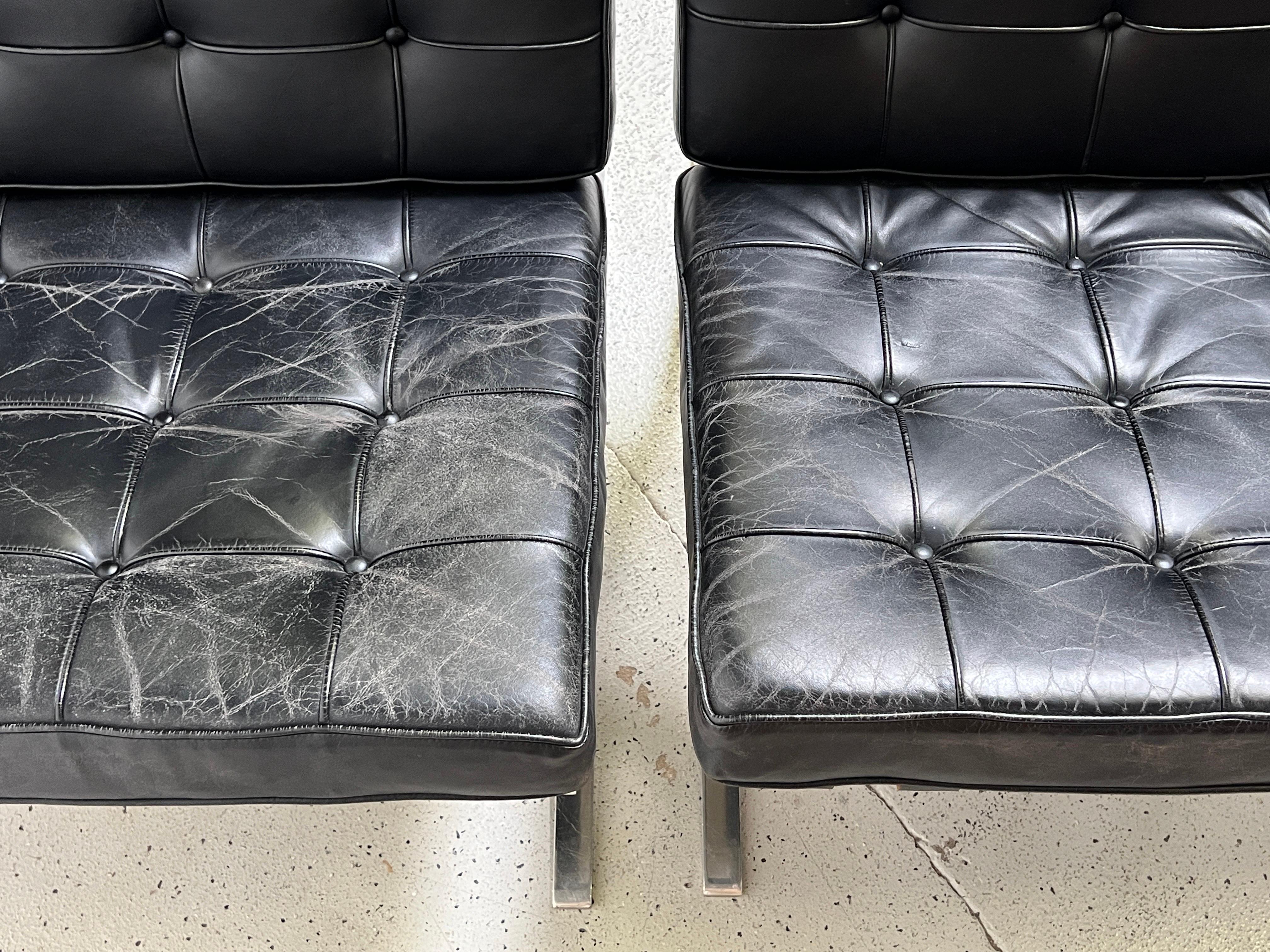 Pair of Vintage Barcelona Chairs by Mies van der Rohe For Sale 6