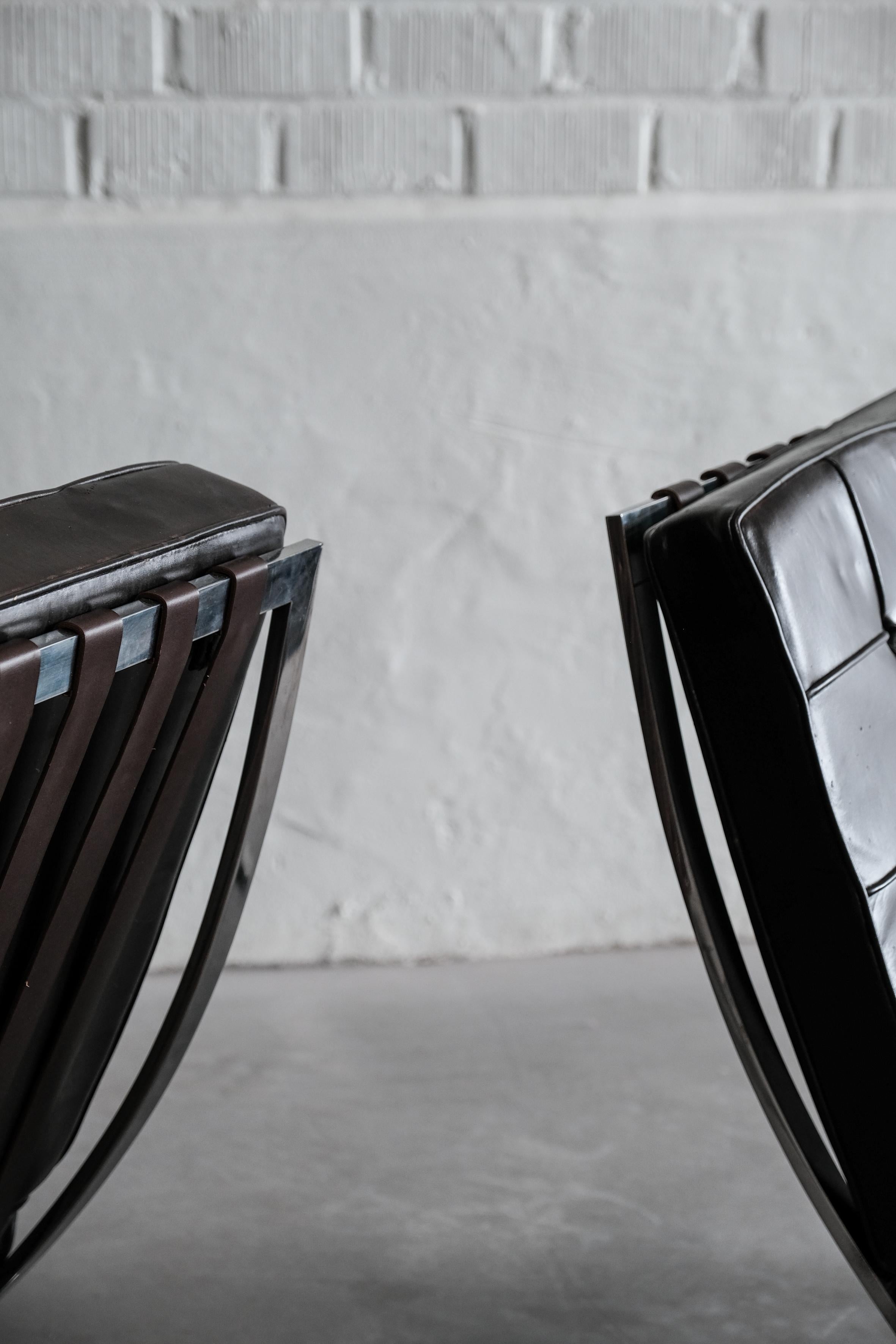Paire de chaises Barcelona vintage de Mies van der Rohe 7