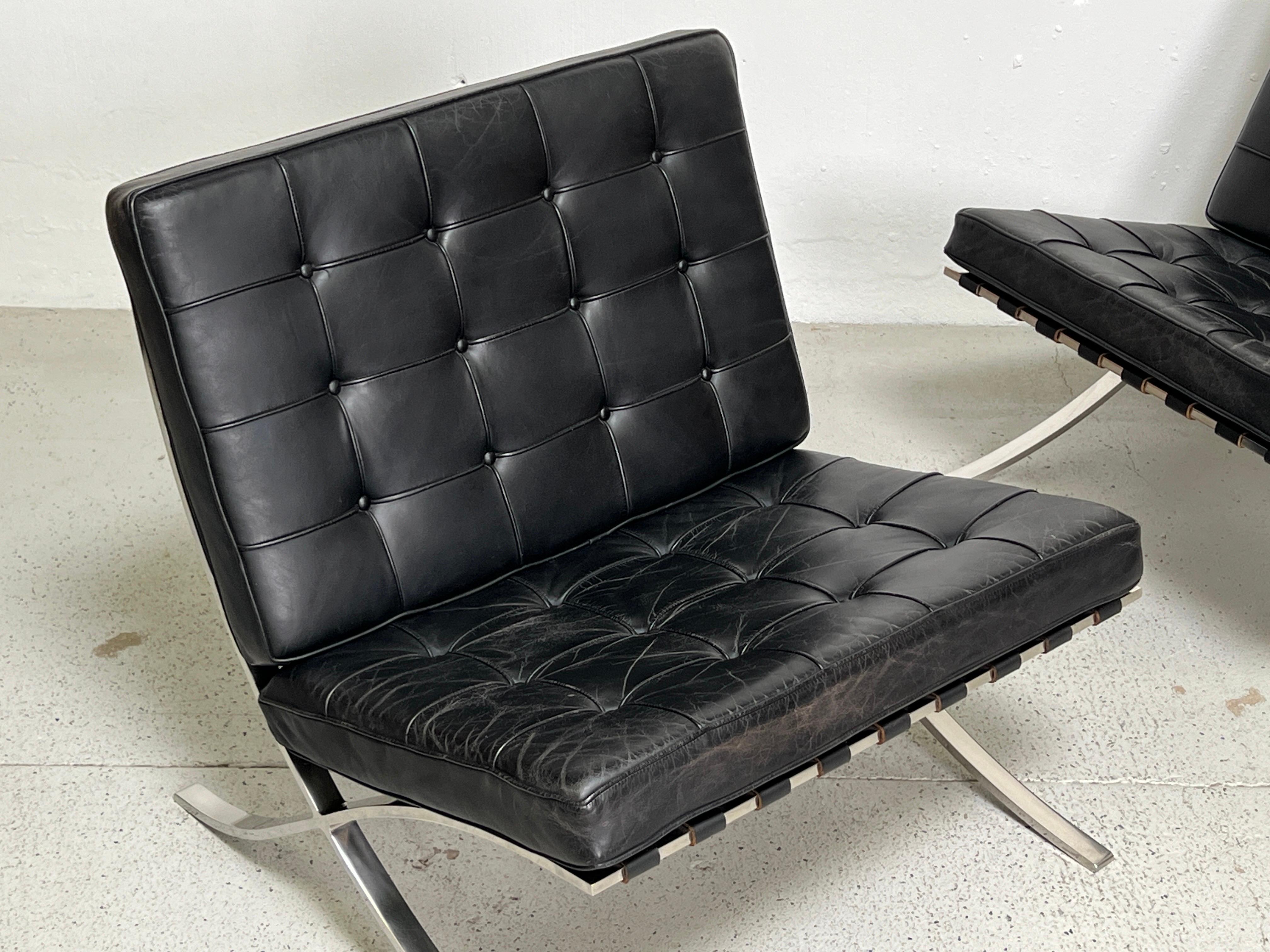 Pair of Vintage Barcelona Chairs by Mies van der Rohe For Sale 9