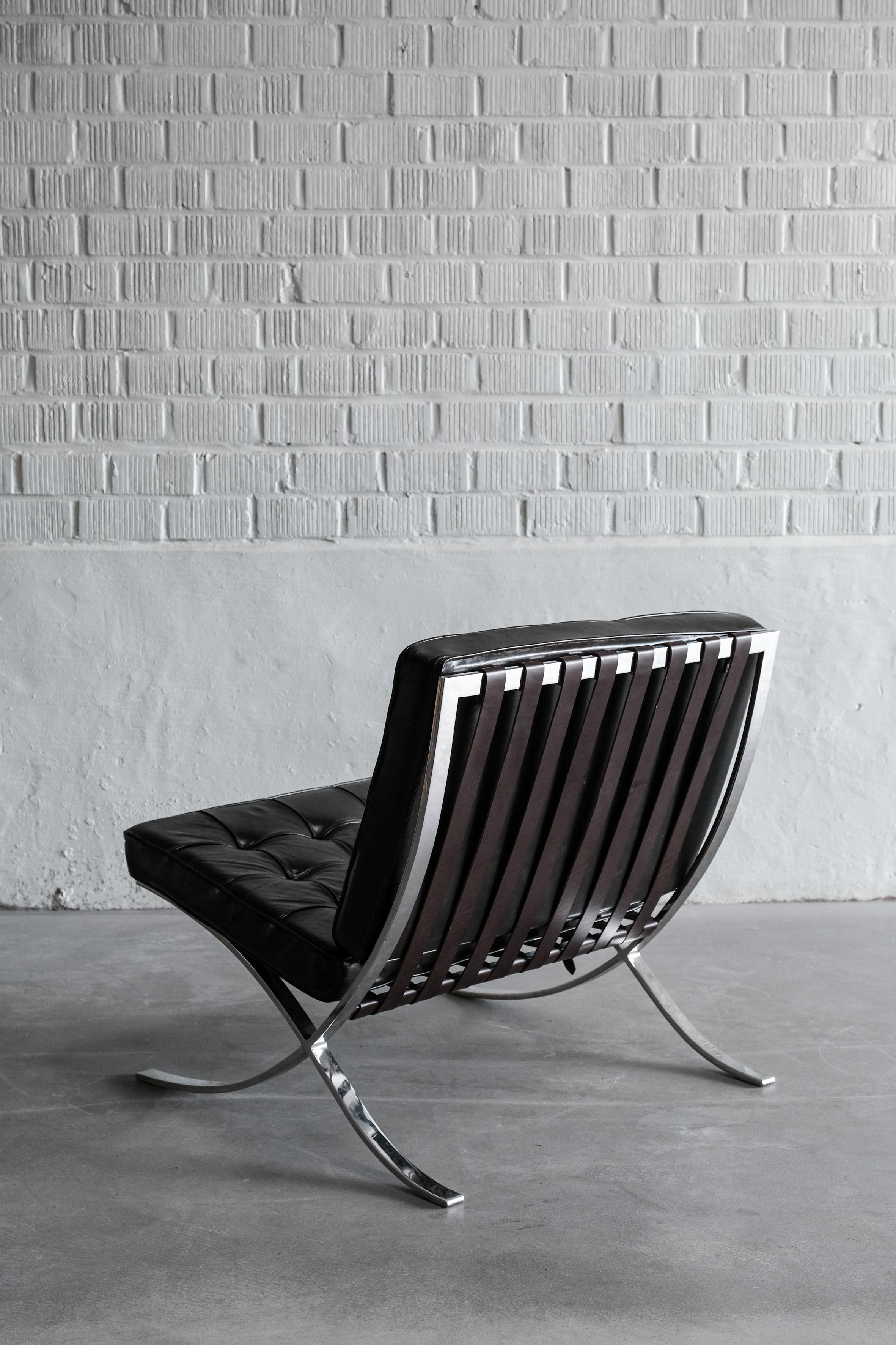 Modern Pair of Vintage Barcelona Chairs by Mies van der Rohe