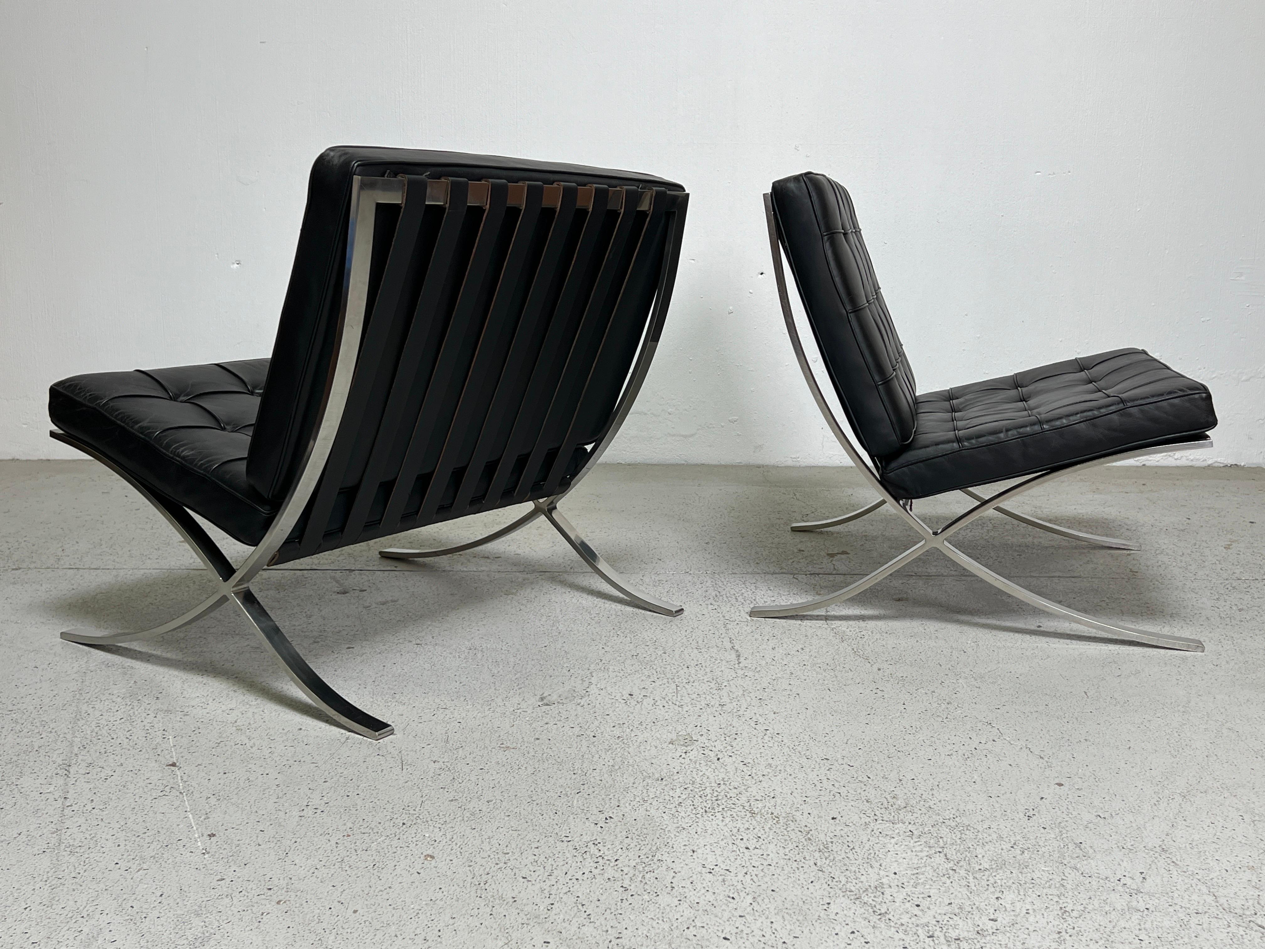 Stainless Steel Pair of Vintage Barcelona Chairs by Mies van der Rohe For Sale