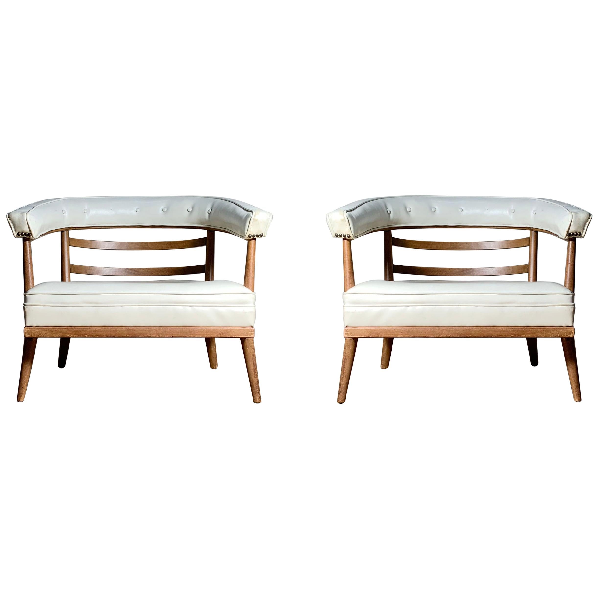 Pair of Vintage Mid Century Paul McCobb Style Barrel Back Lounge Chairs