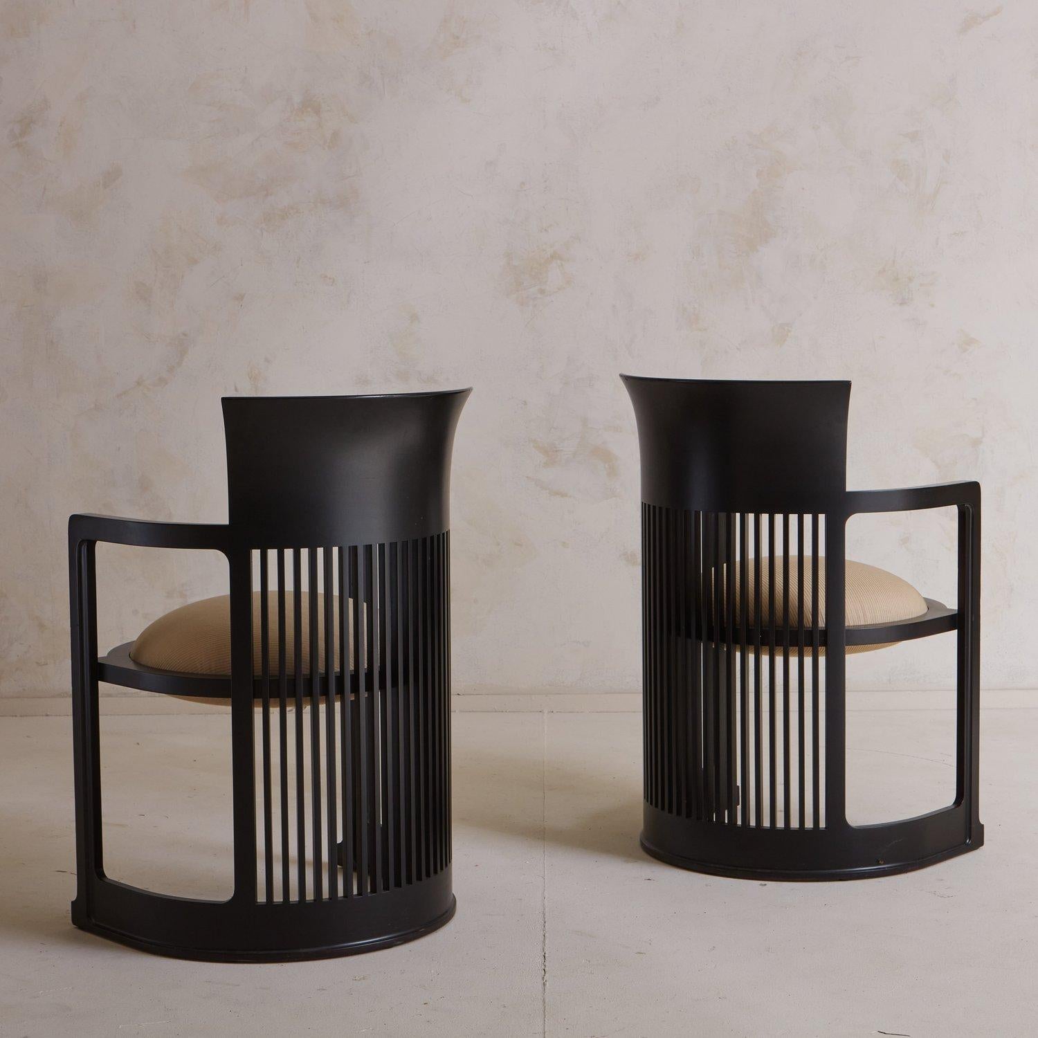 Arts and Crafts Pair of Vintage Barrel Chairs Attributed to Frank Lloyd Wright for Cassina
