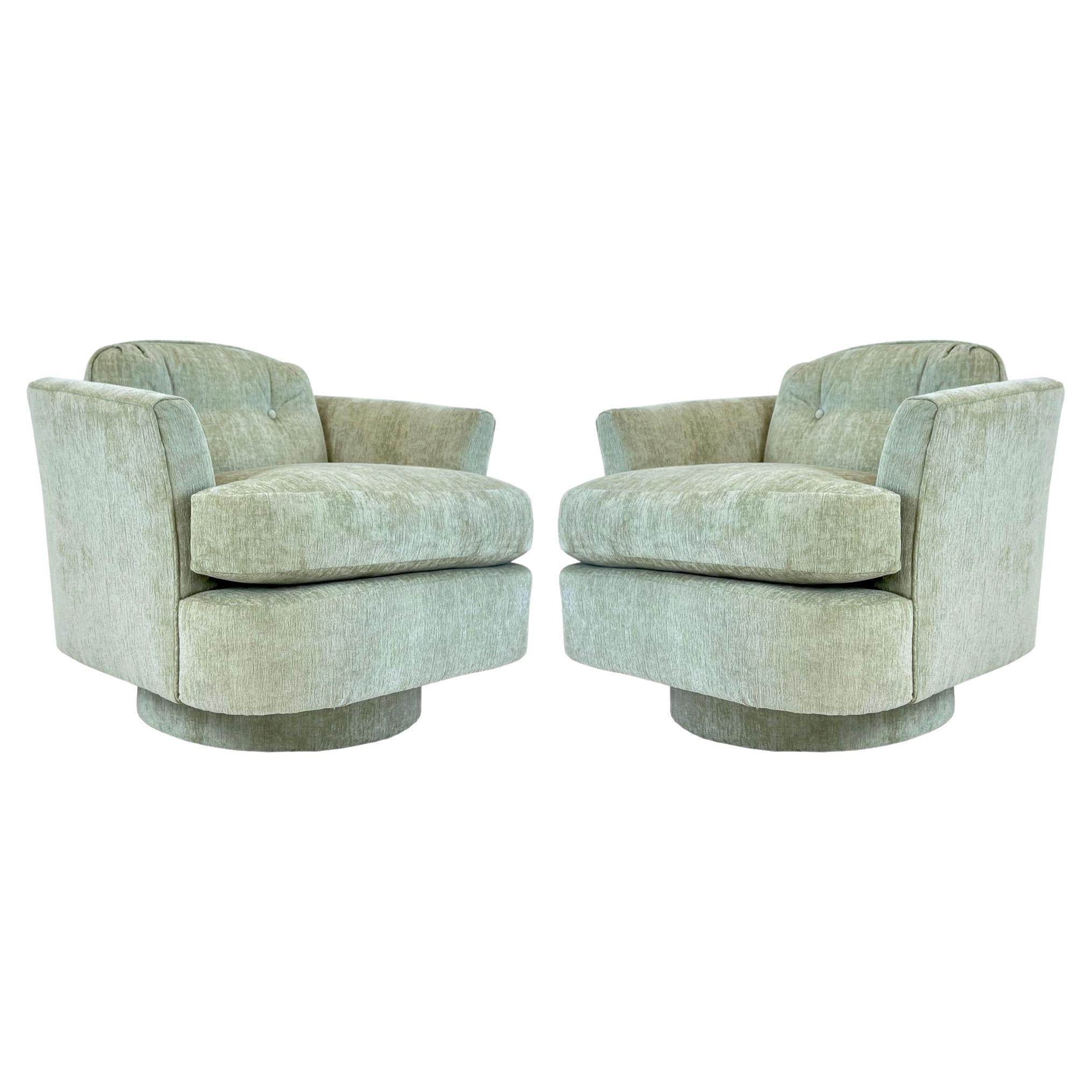 Pair of Vintage Barrel Mid-Century Swivel Chairs