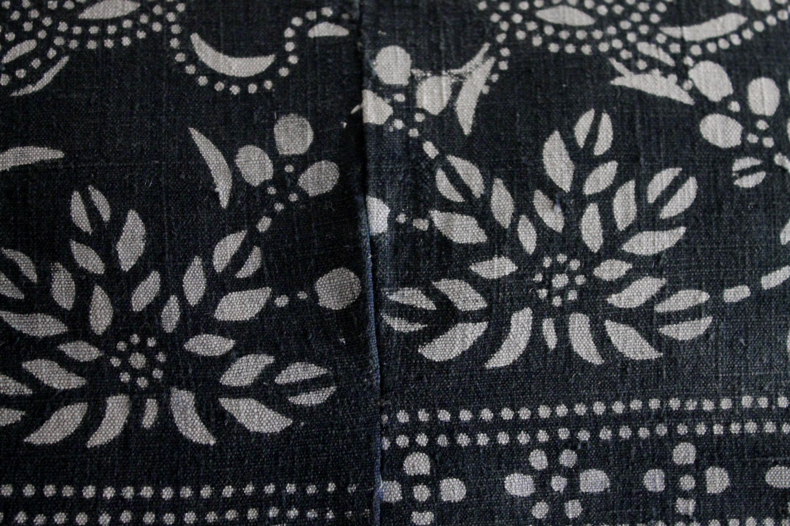 Pair of Vintage Batik Black Lumbar Pillows 1