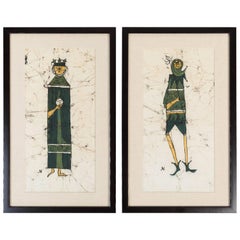 Pair of Vintage Batiks of King 
Jester