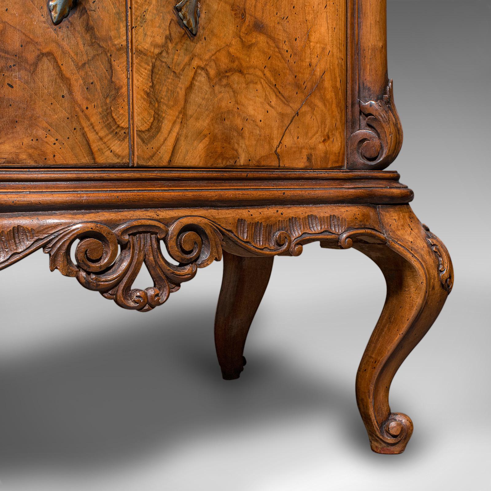 Pair Of Vintage Bedside Cabinets, Italian, Walnut, Bedside Nightstand, Rococo For Sale 8