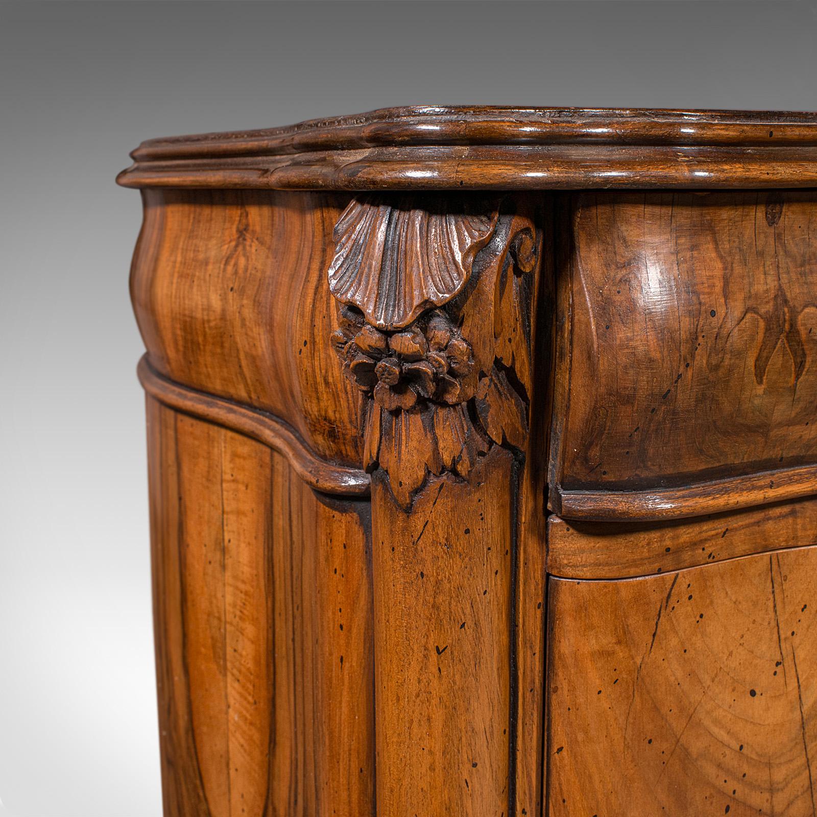 Pair Of Vintage Bedside Cabinets, Italian, Walnut, Bedside Nightstand, Rococo For Sale 5