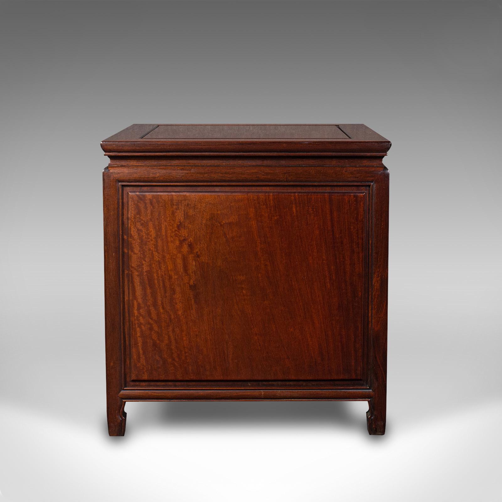 Wood Pair of Vintage Bedside Nightstands, Asian, Low Side Cabinet, Art Deco, C.1940 For Sale