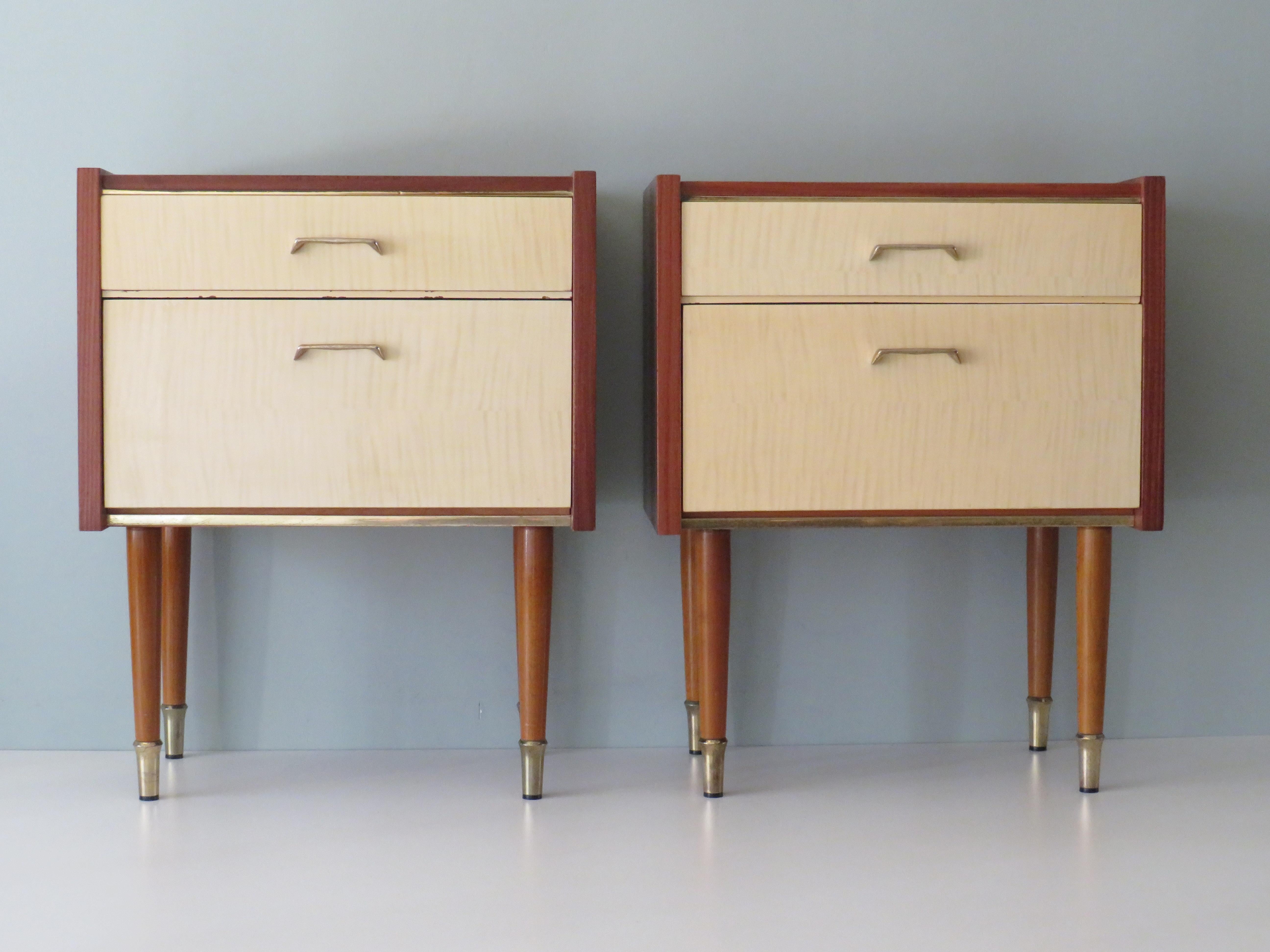 Mid-Century Modern Pair of Vintage Bedside Tables, 1950s
