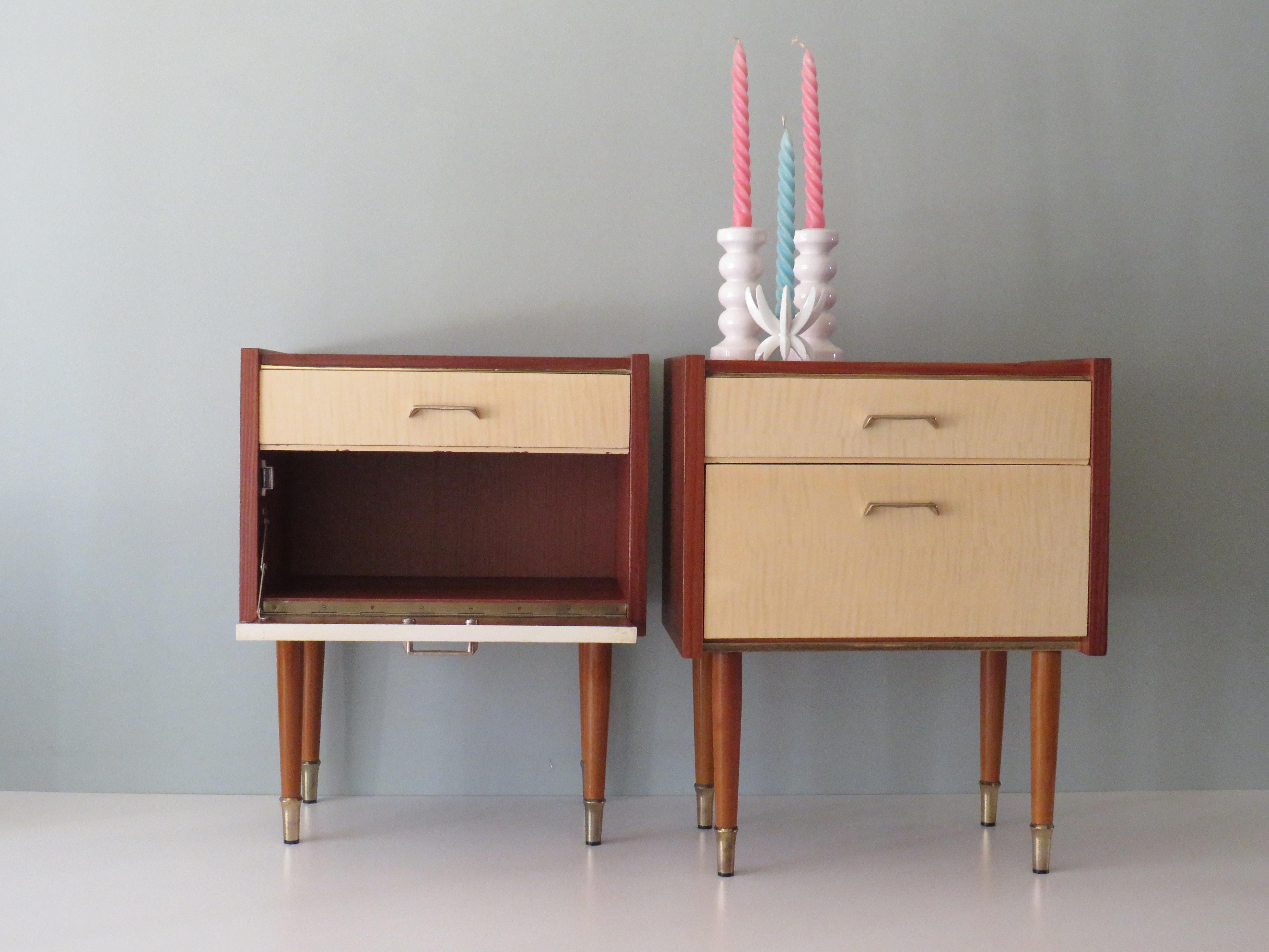 Belgian Pair of Vintage Bedside Tables, 1950s