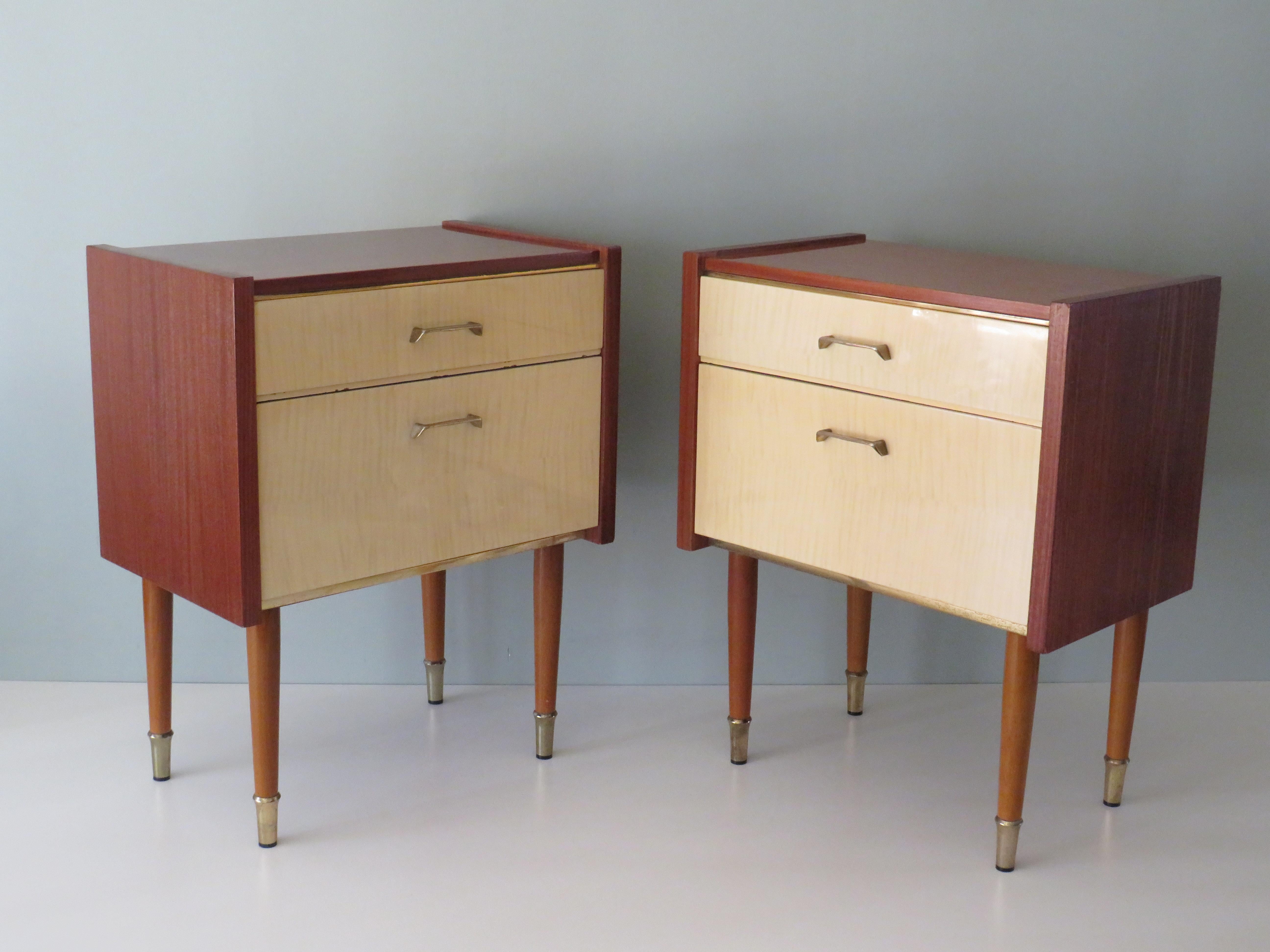 Brass Pair of Vintage Bedside Tables, 1950s