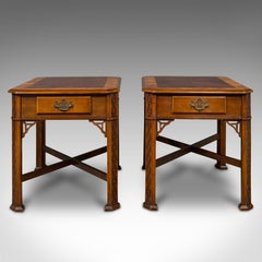 Pair of Vintage Bedside Tables, Chinese, Side, Nightstand, Chippendale Revival