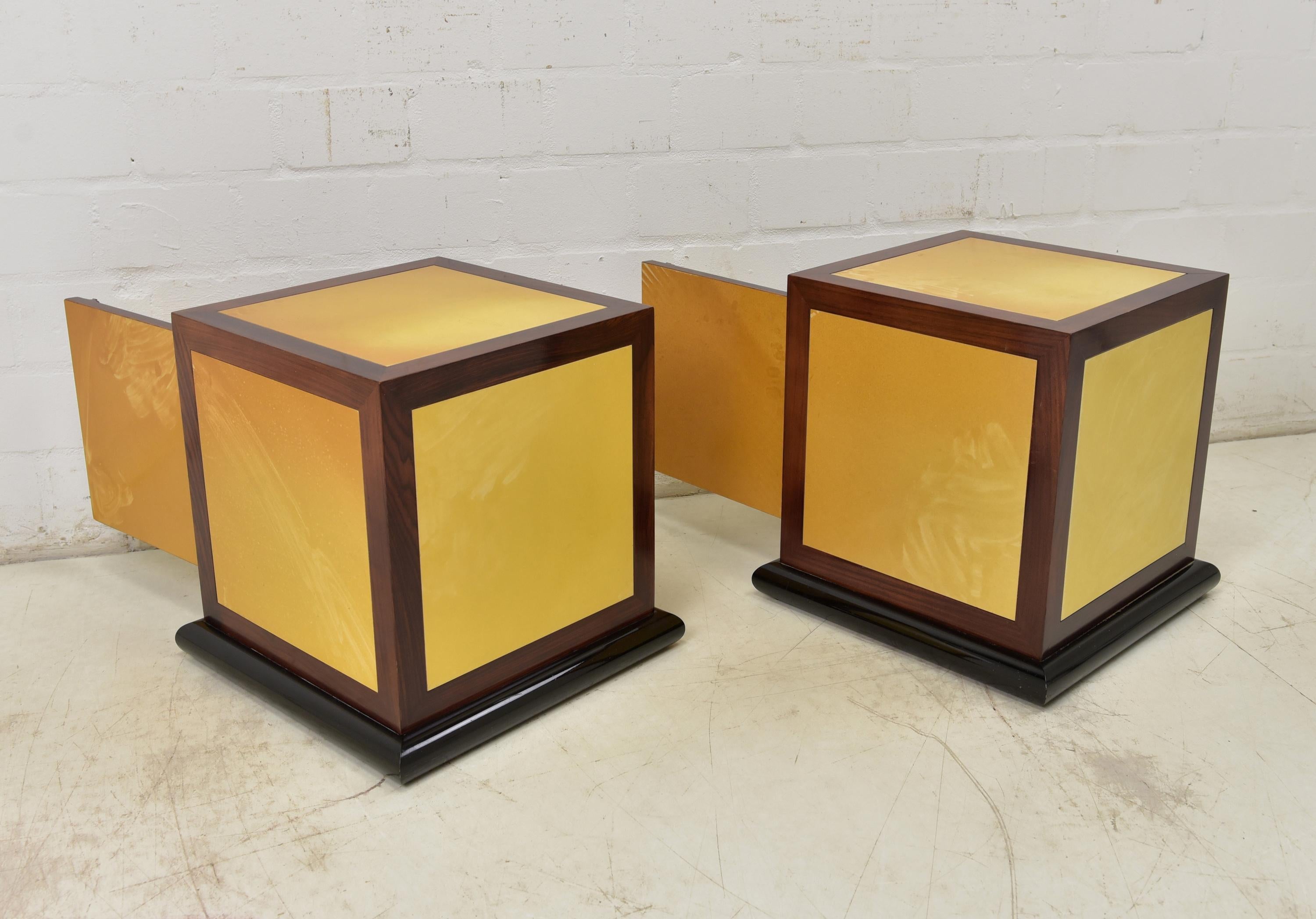 Pair of Vintage Bedside Tables Cube Design, Retro 80s, 90s For Sale 5
