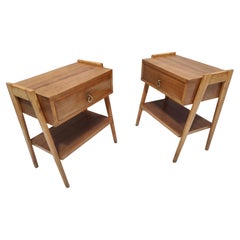 Pair of Vintage Beech Nightstands in the Style of Ico Parisi, Italy