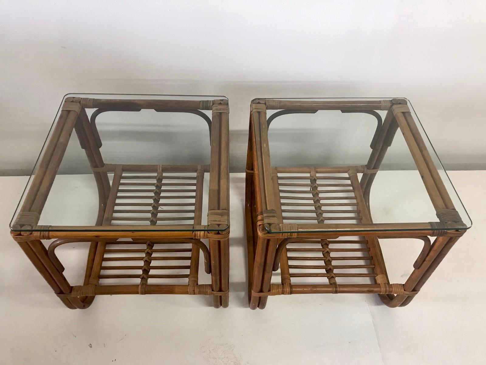 Pair of Vintage Bent Bamboo Side-Tables or End-Tables 2