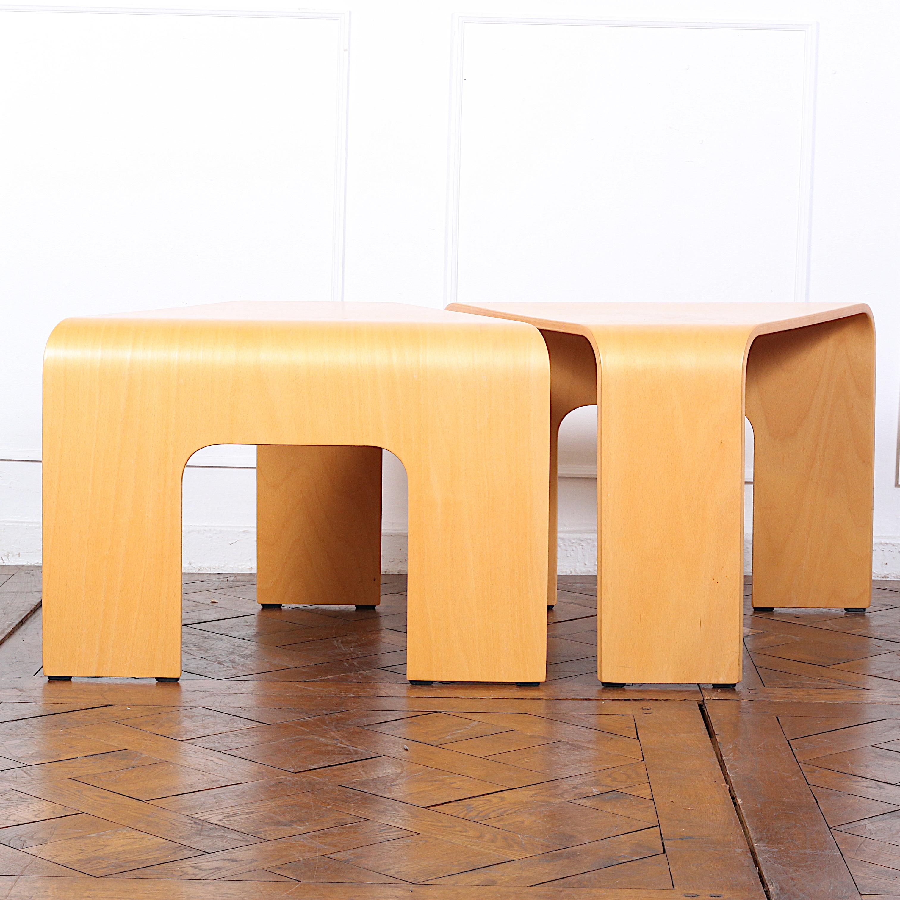 Mid-Century Modern Pair of Vintage Bent Wood Side Tables