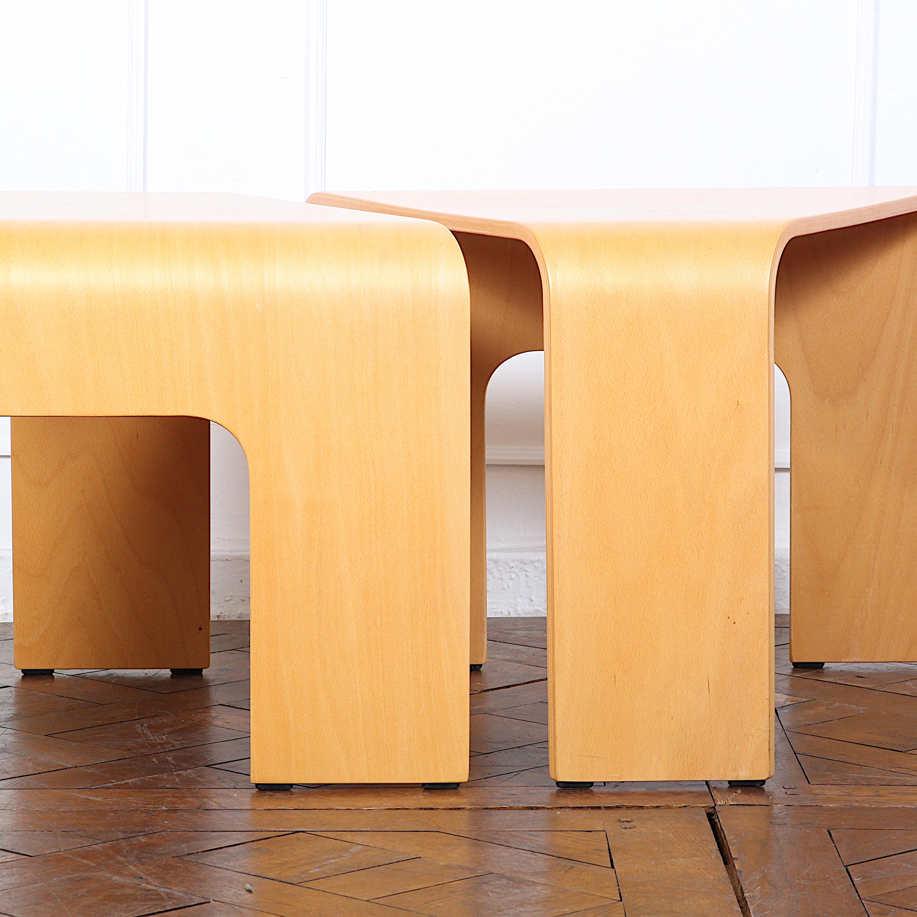 Swedish Pair of Vintage Bent Wood Side Tables