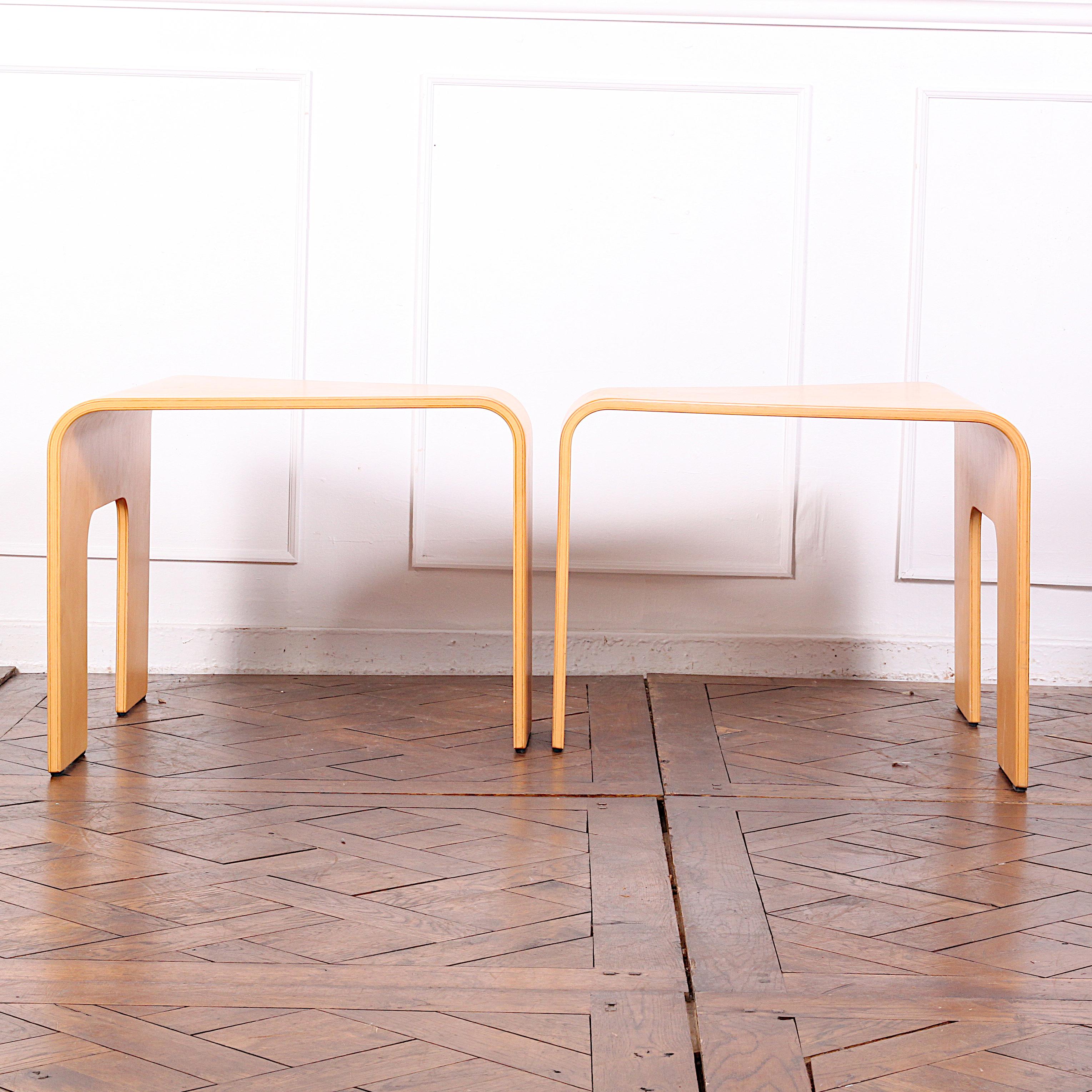 Late 20th Century Pair of Vintage Bent Wood Side Tables
