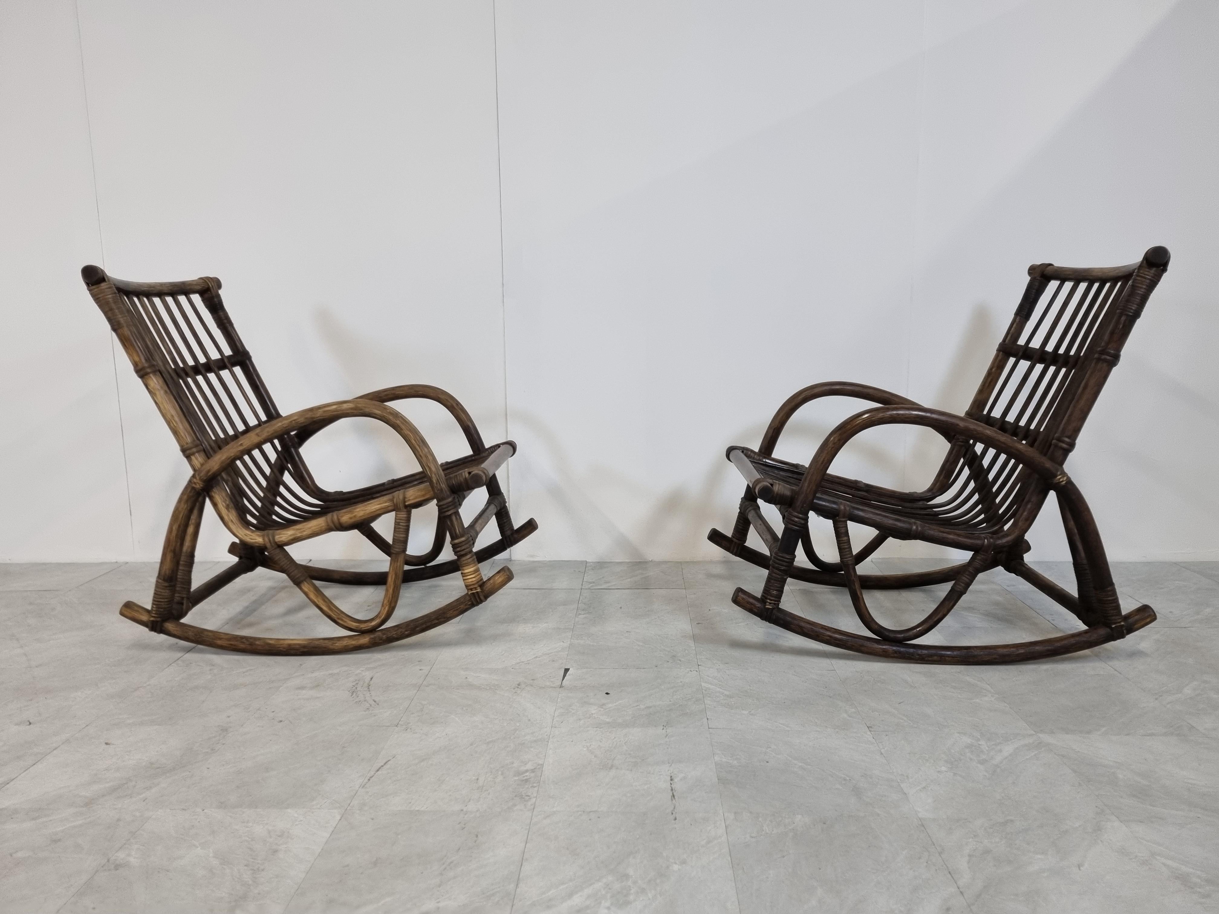 Italian Pair of Vintage Bentwood Rocking Chairs, 1960s