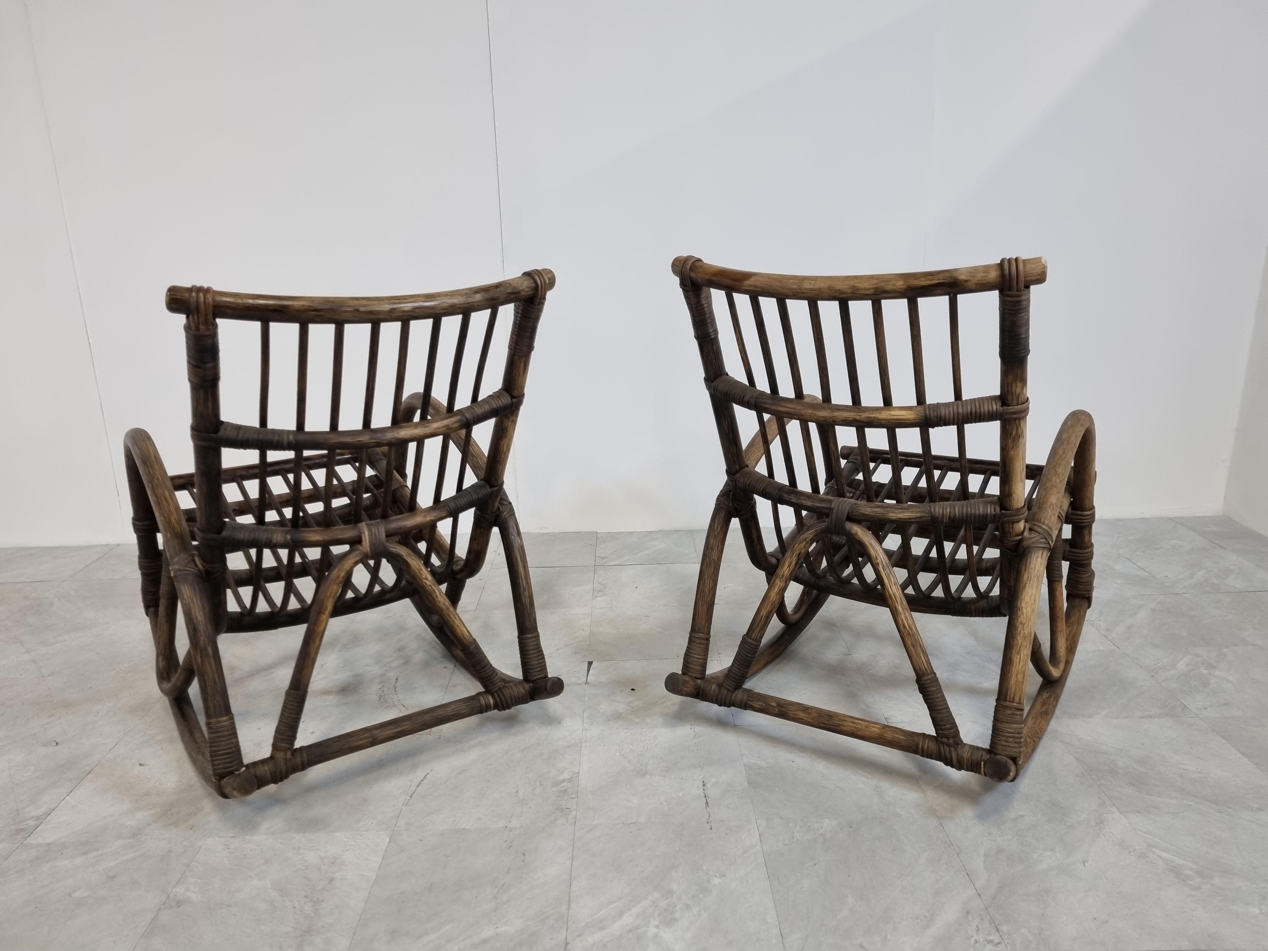 Bamboo Pair of Vintage Bentwood Rocking Chairs, 1960s