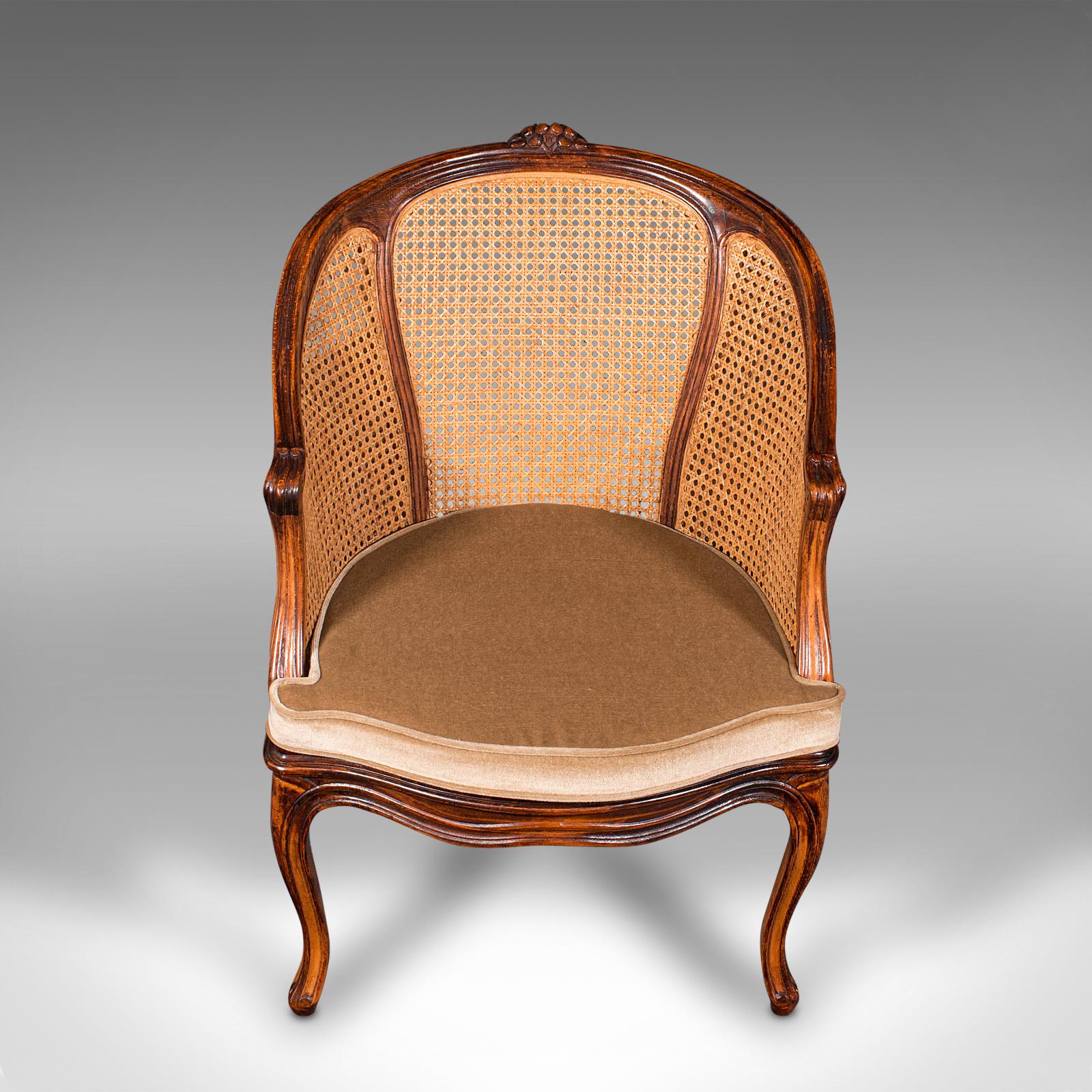 Pair Of Vintage Bergere Armchairs, French, Beech, Cane, Elbow Chair, Circa 1960 4
