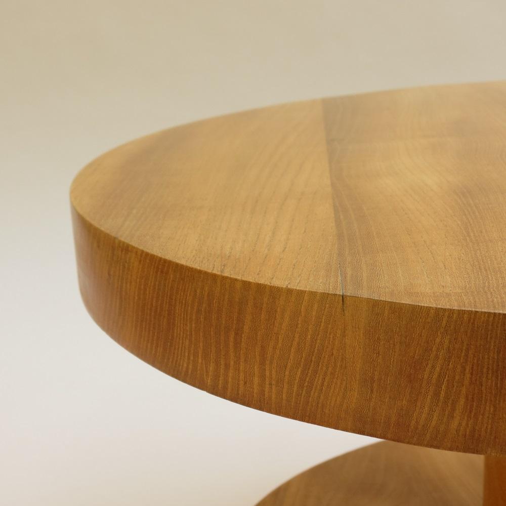 Mid-Century Modern Pair of Vintage Bespoke Handmade Low Round Elm Side Tables