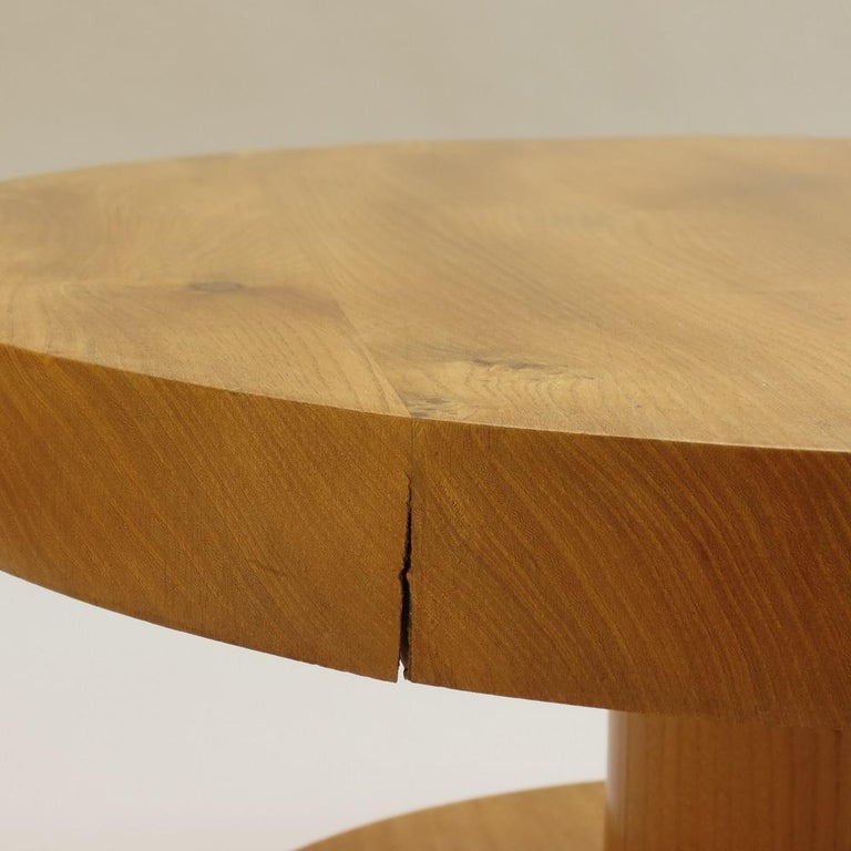 Pair of Vintage Bespoke Handmade Low Round Elm Side Tables For Sale 1