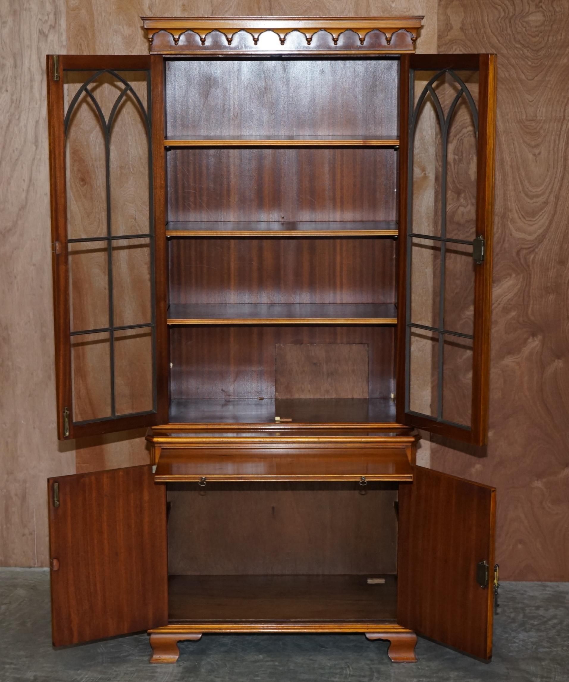 Pair of Vintage Bevan Funnell Burr Yew Wood Glazed Door Bookcase Cupboards 12