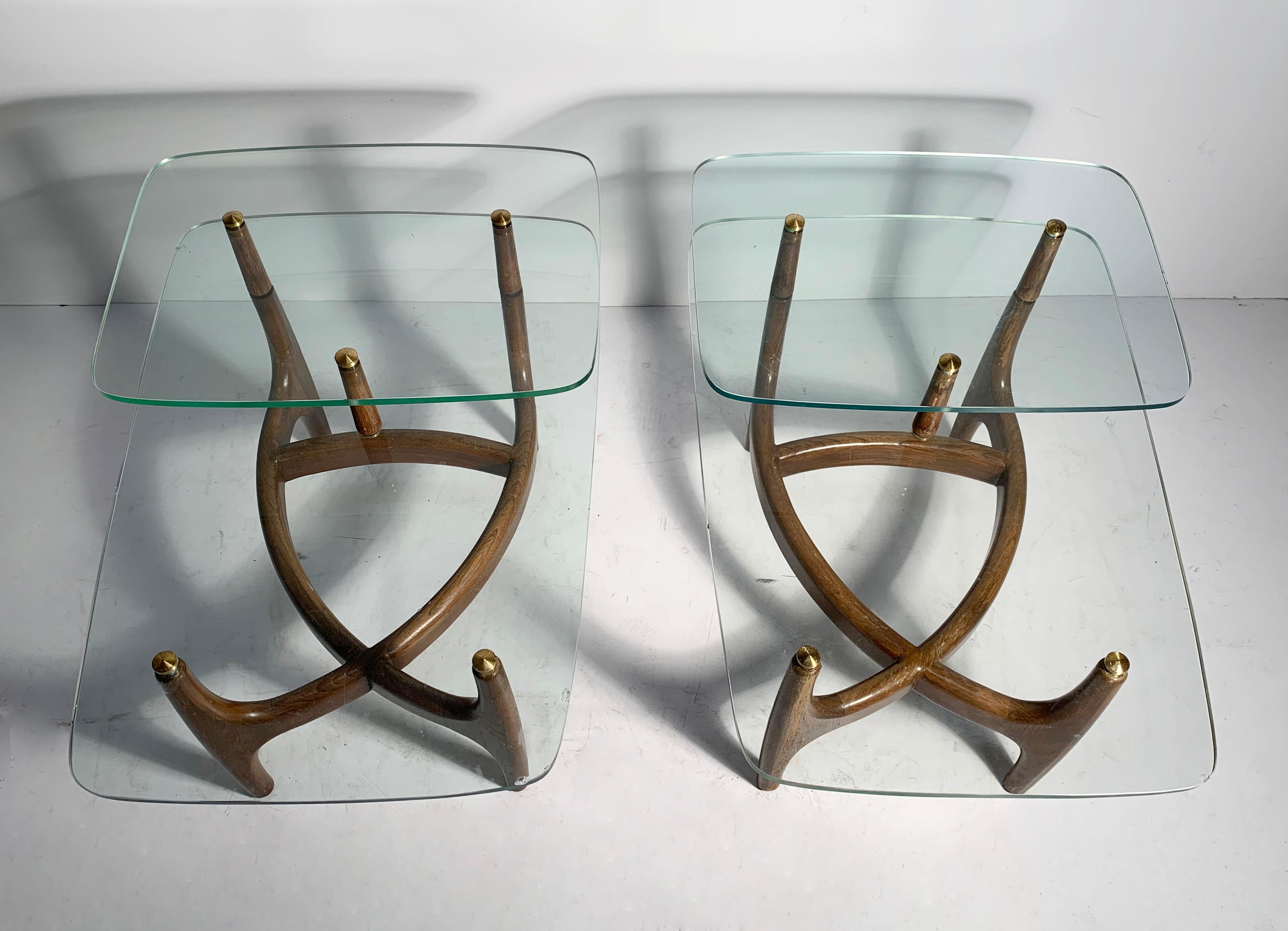 Pair of Vintage Biomorphic Glass End Tables 3