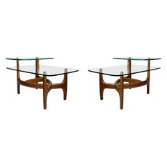 Pair of Vintage Biomorphic Glass End Tables