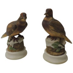 Pair of Vintage Bisque Ceramic Morning Doves Figurines