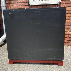 Pair of Vintage Black and Red Painted Wood Bookcases