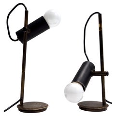 Pair of Vintage Black Desk Lamps in the Style of Gino Sarfatti, Italy