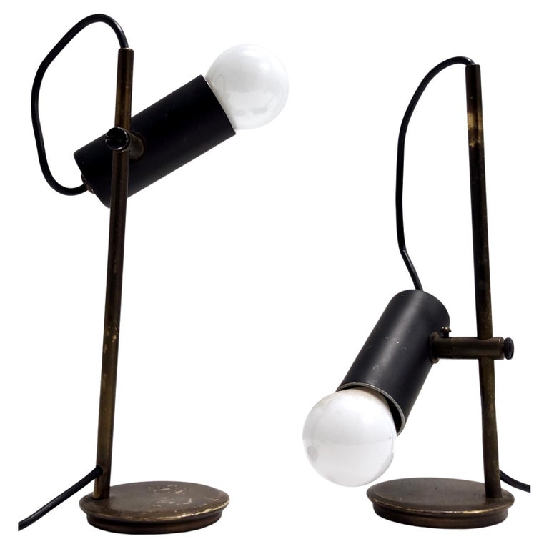 Pair of Vintage Black Desk Lamps in the Style of Gino Sarfatti, Italy For Sale