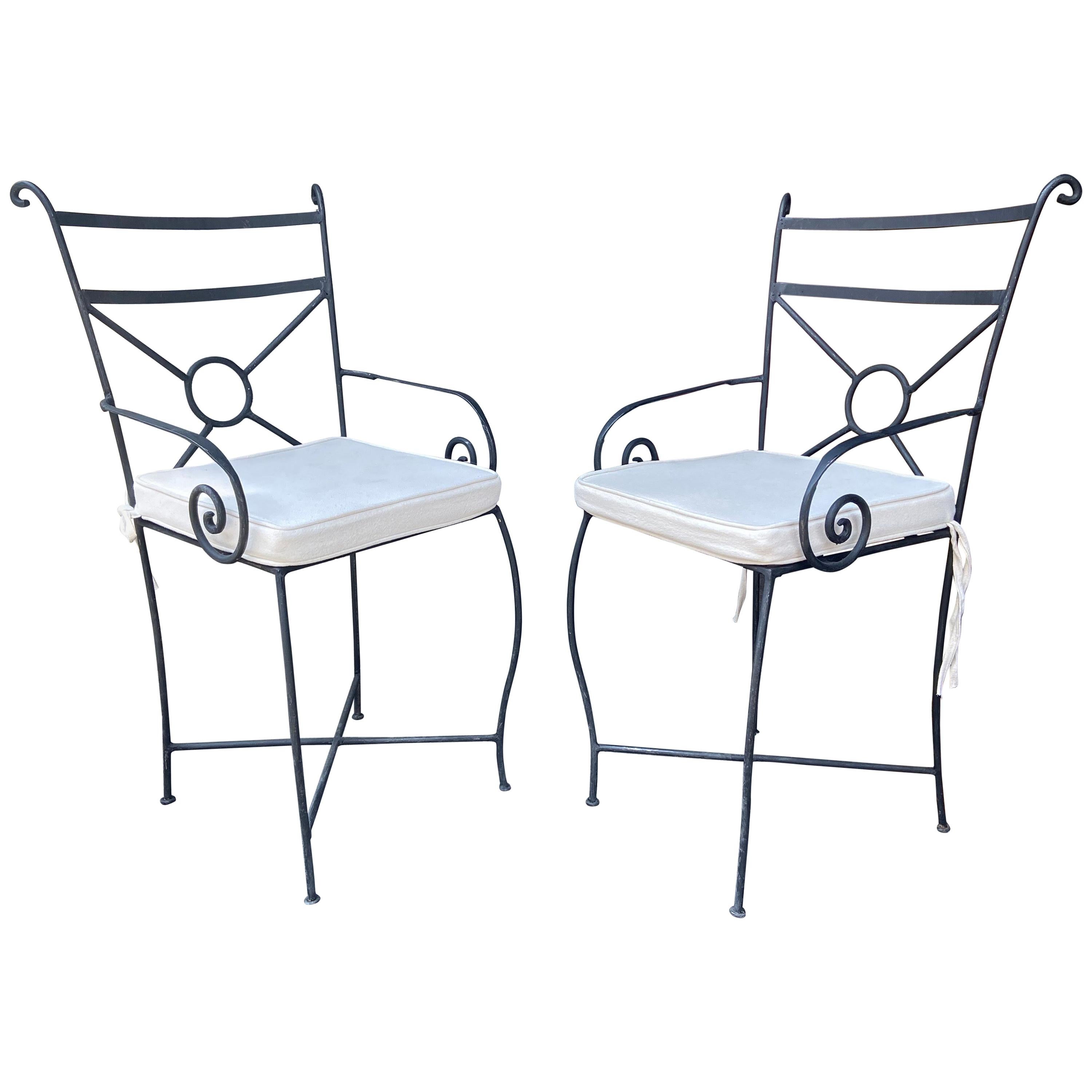 Pair of Basket Weave Wrought Iron "Beverly Hills Hotel" Style Garden