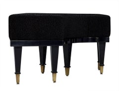 Pair of Vintage Black Lacquer Demilune Benches